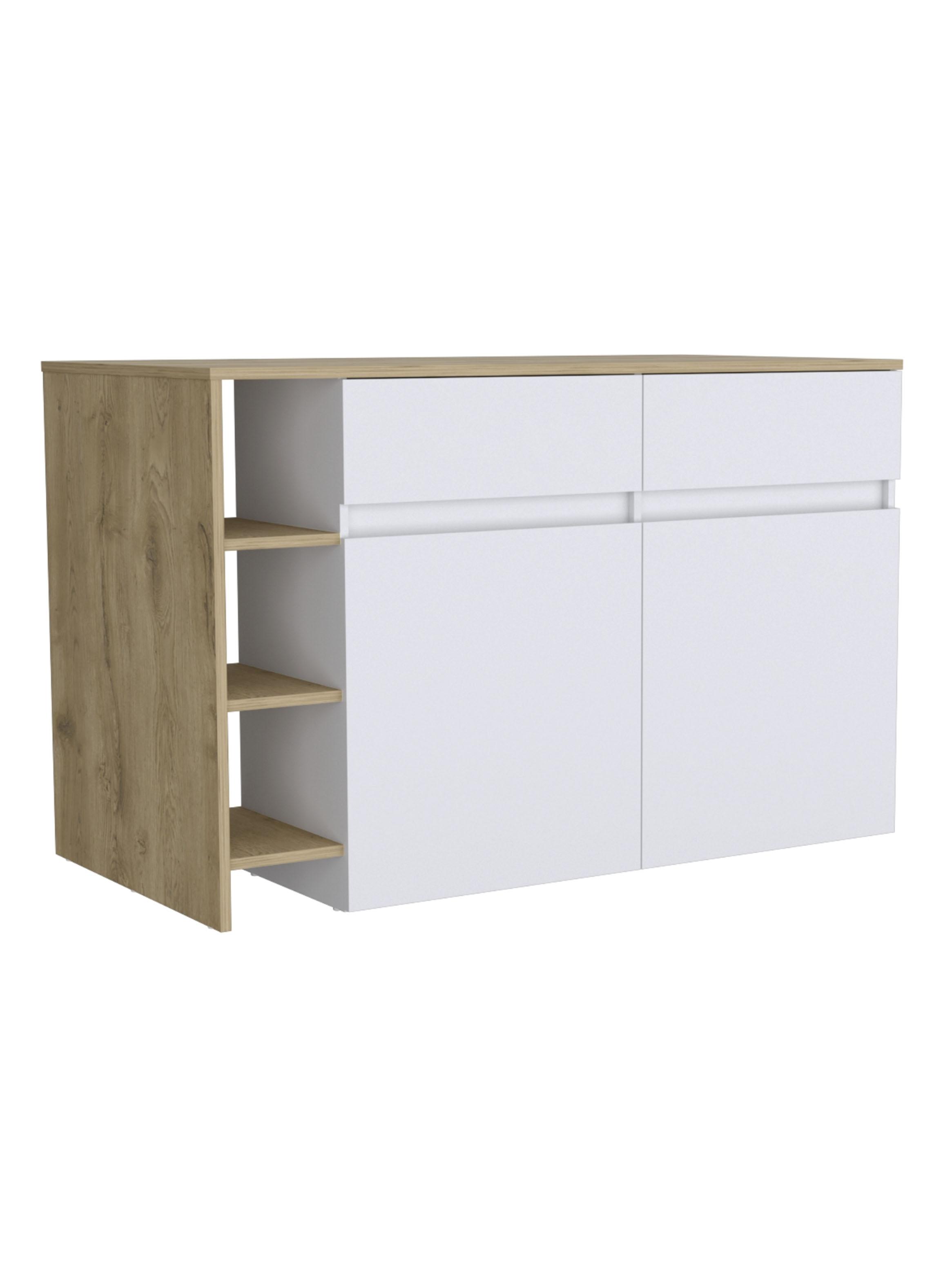 Mueble Isla de Cocina 2 Puertas 2 Cajones Bari 90x140x70.4 cm-2