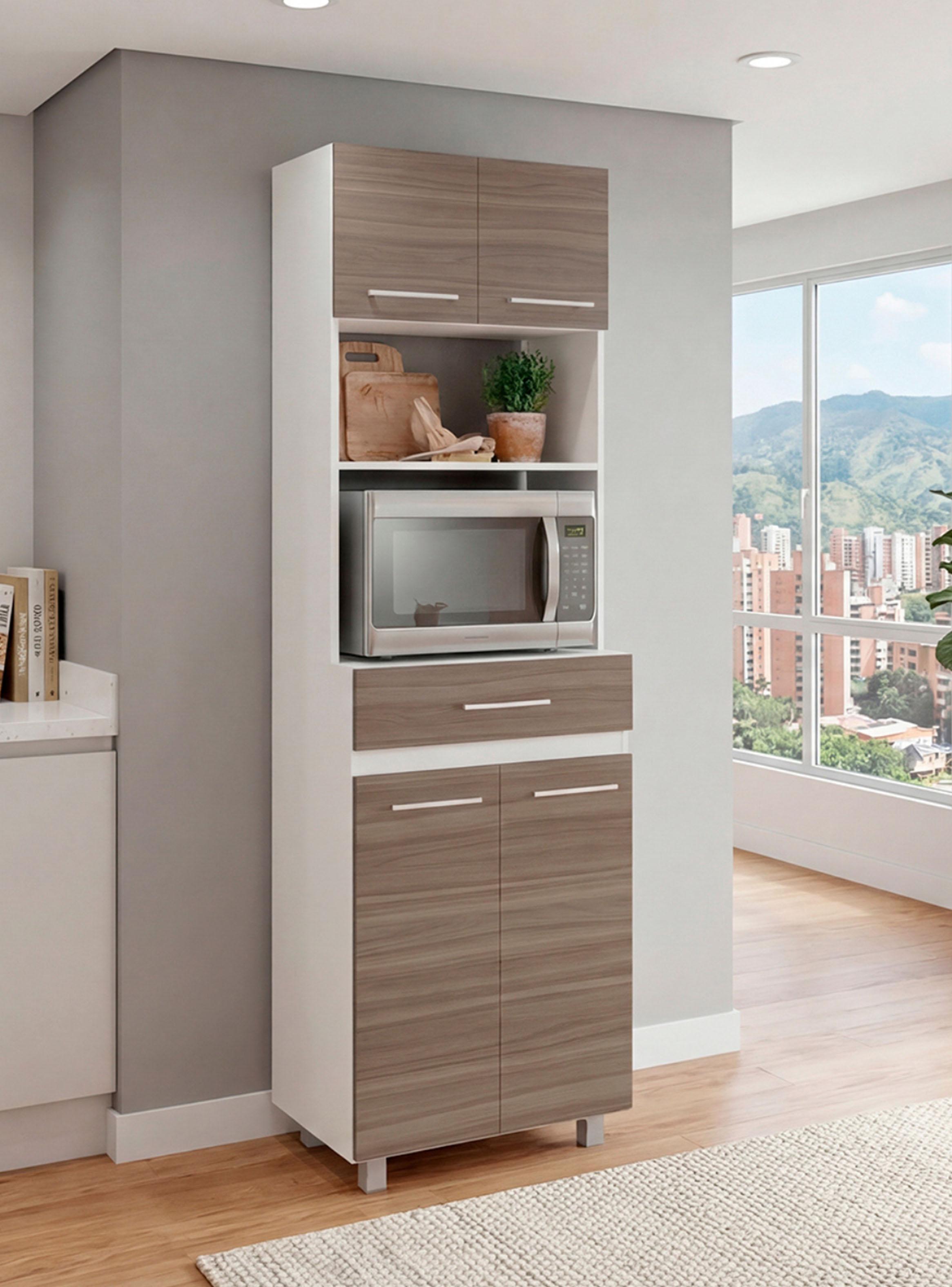 Mueble Microondas Alto 4 Puertas 1 Cajón 201x62x40.8 cm-4