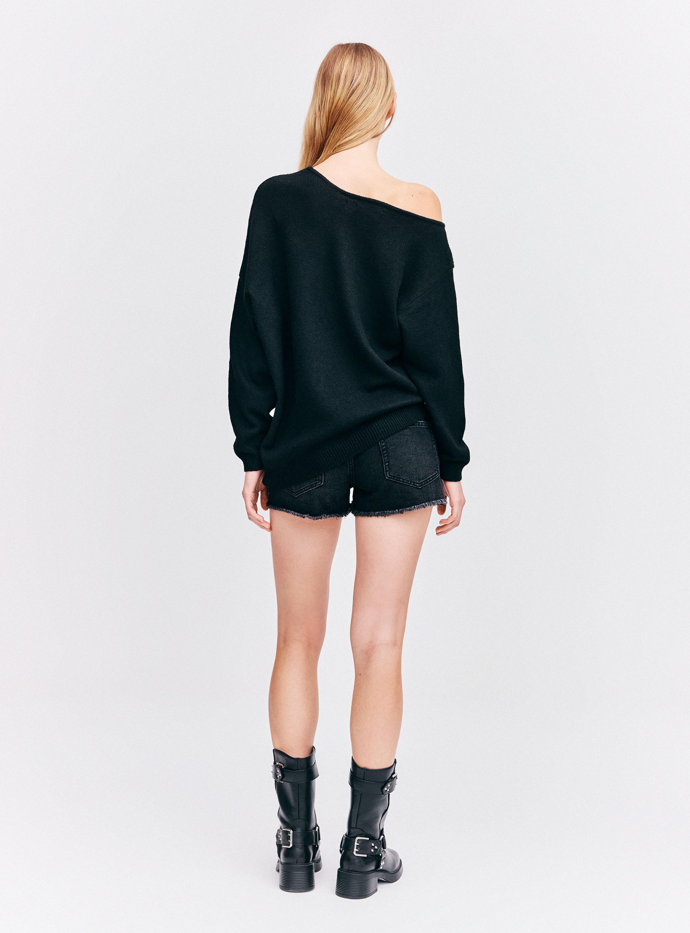 Sweater Cuello Asimétrico Off Shoulder Elasticado-5