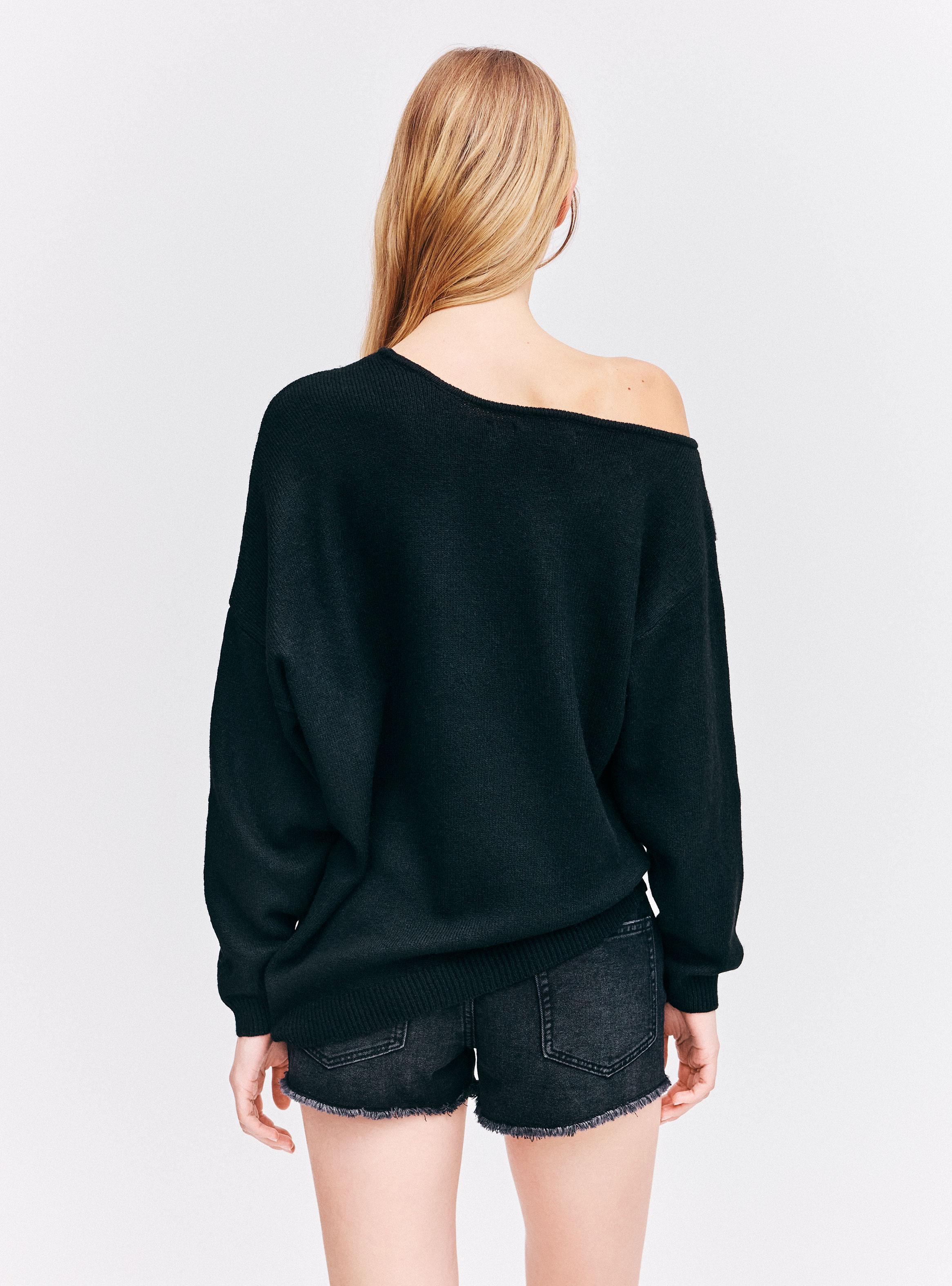 Sweater Cuello Asimétrico Off Shoulder Elasticado-1