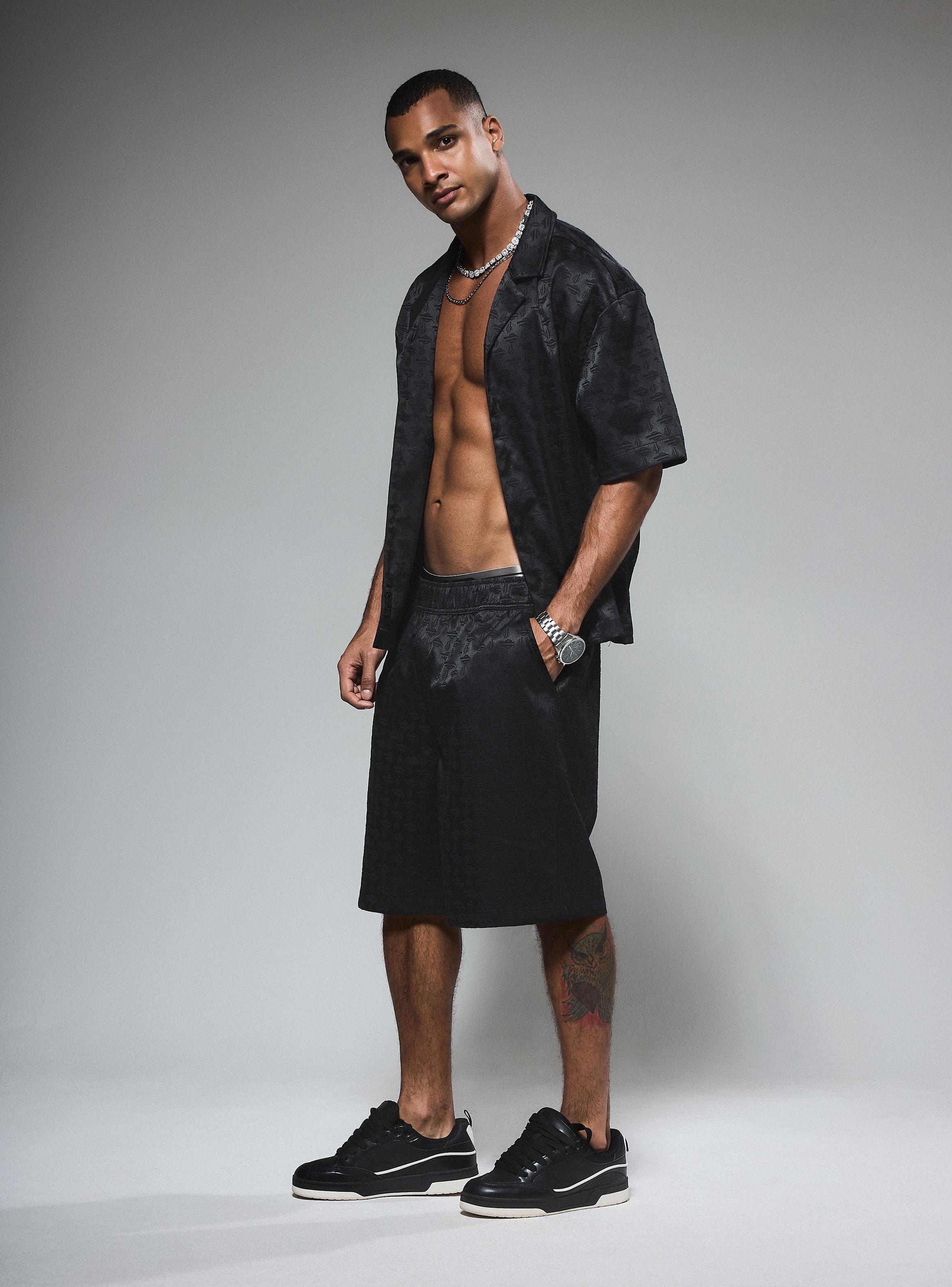 Short Jacquard Satinado Relaxed Fit Medio-4