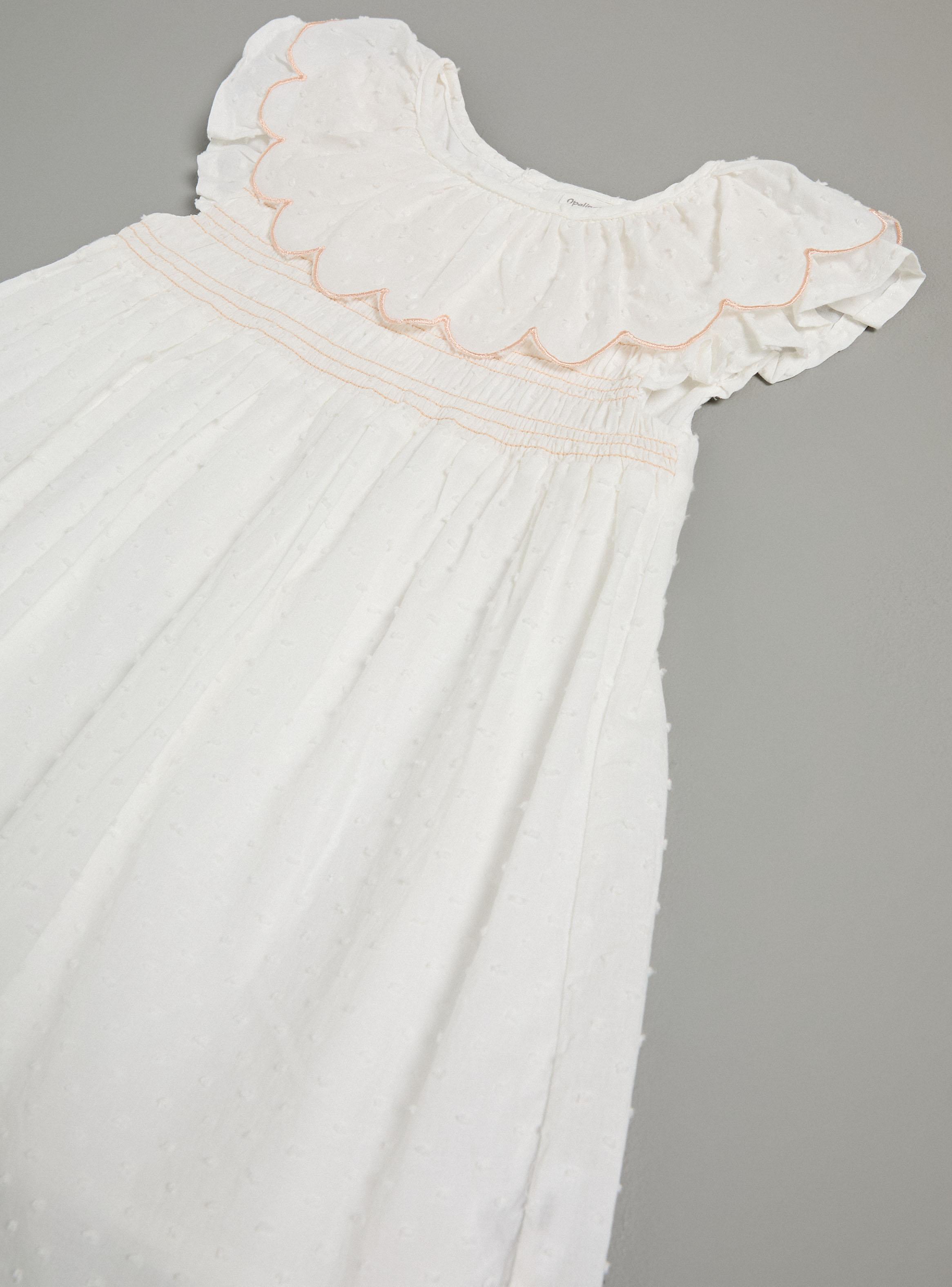 Vestido Volados con Scalop Rosegold y Cintura Smock Elástica-3