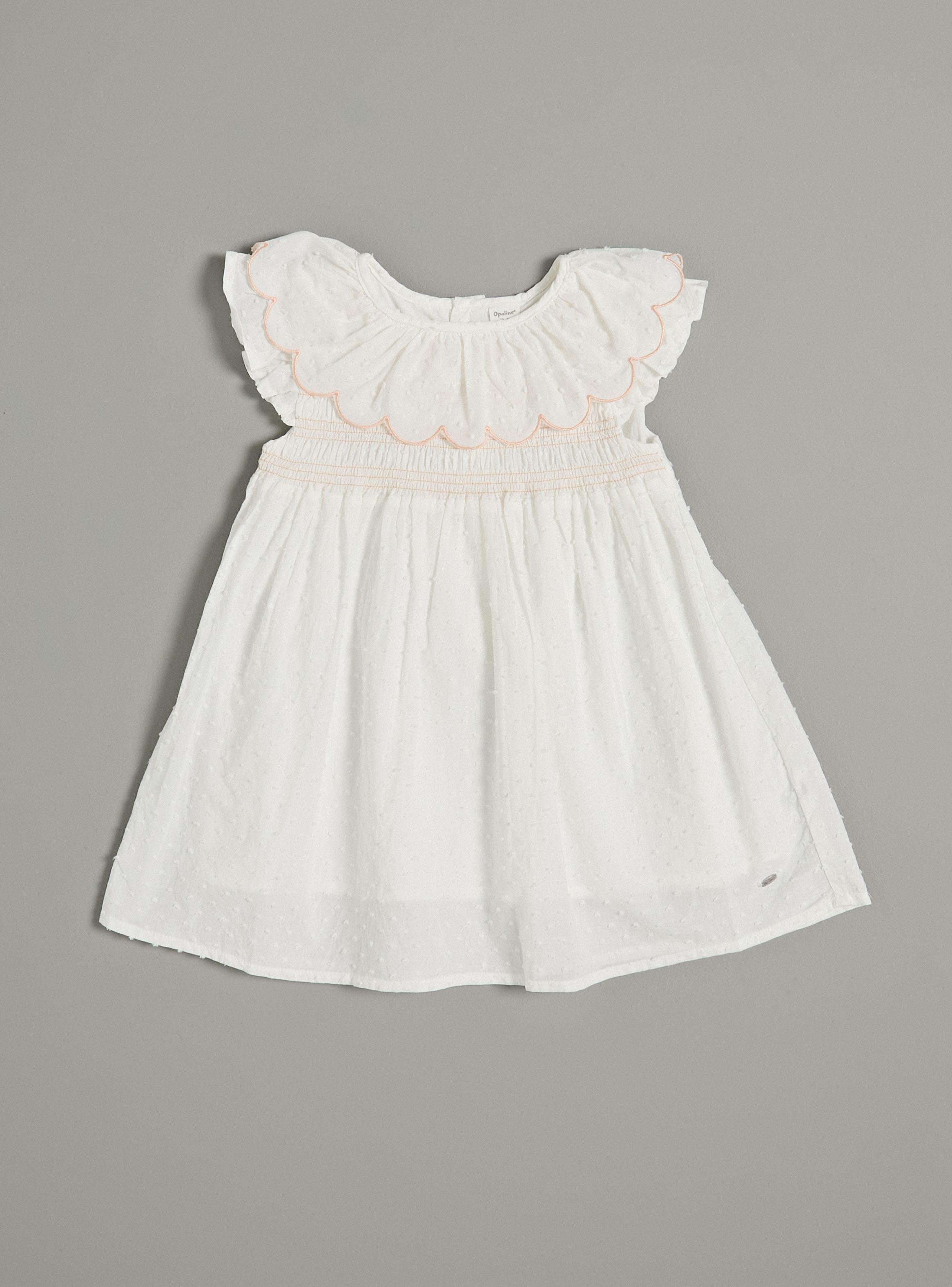 Vestido Volados con Scalop Rosegold y Cintura Smock Elástica-1