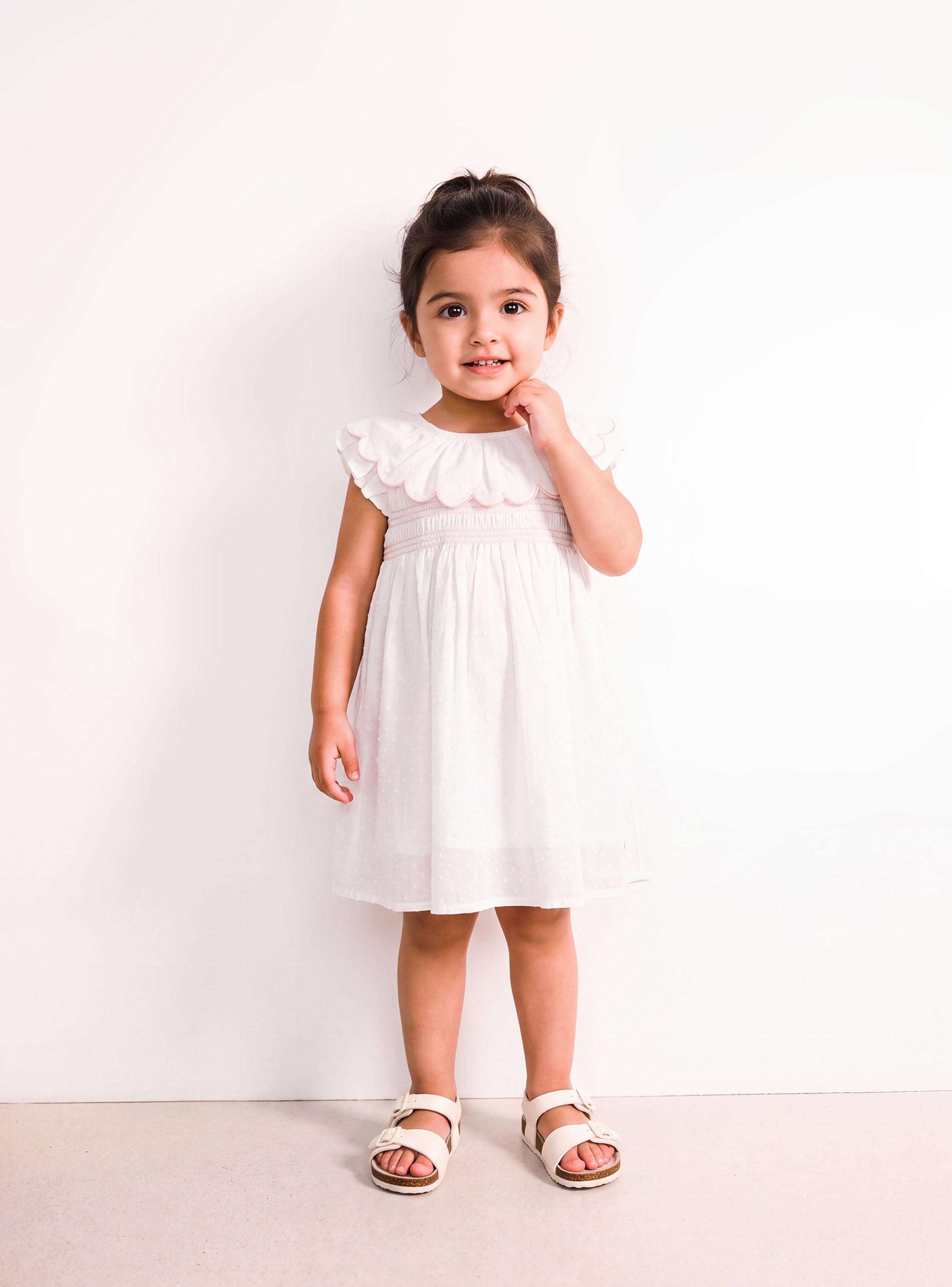 Vestido Volados con Scalop Rosegold y Cintura Smock Elástica-0