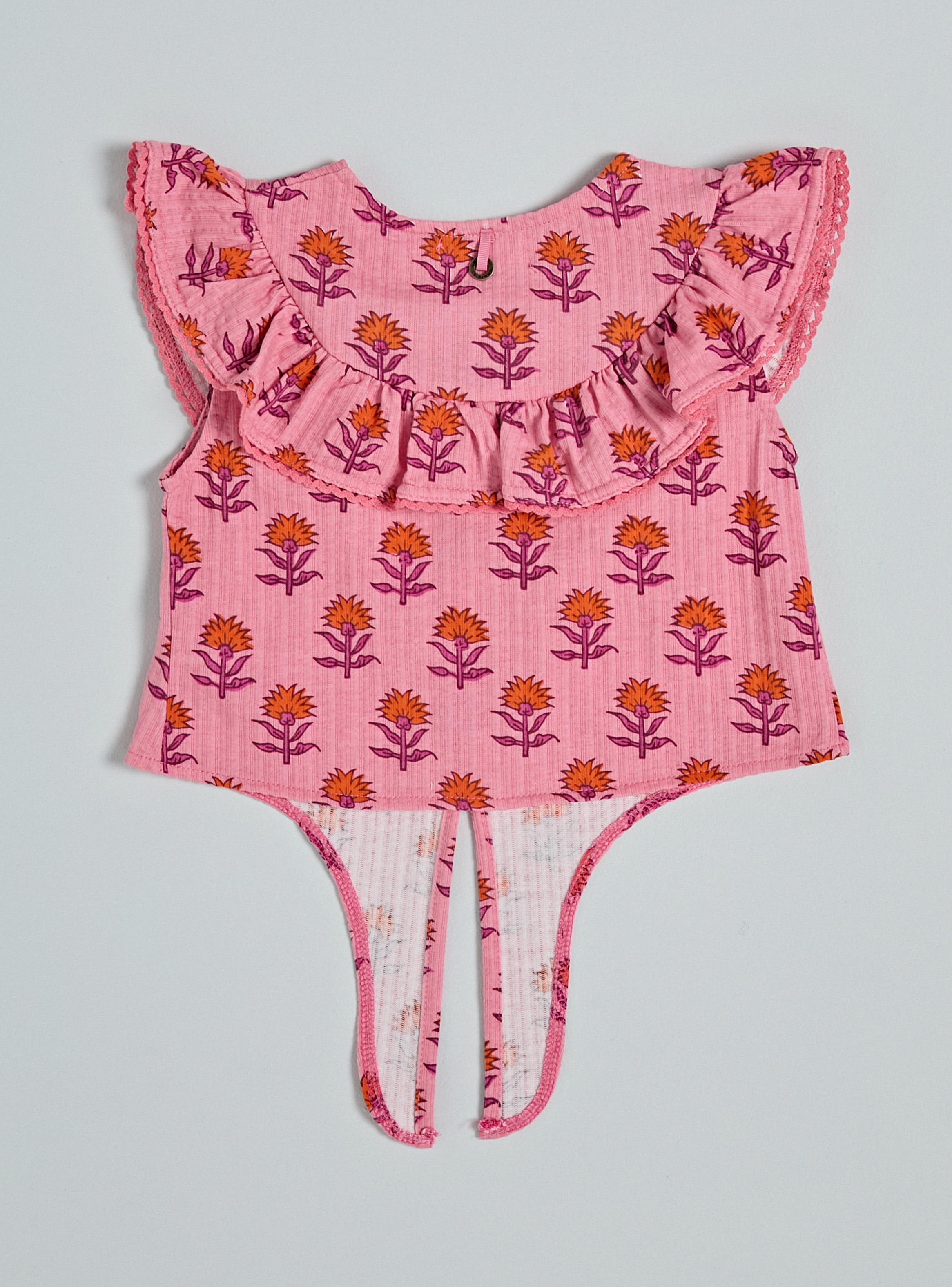 Blusa Full Estampada Elasticada con Volante y Amarra-2