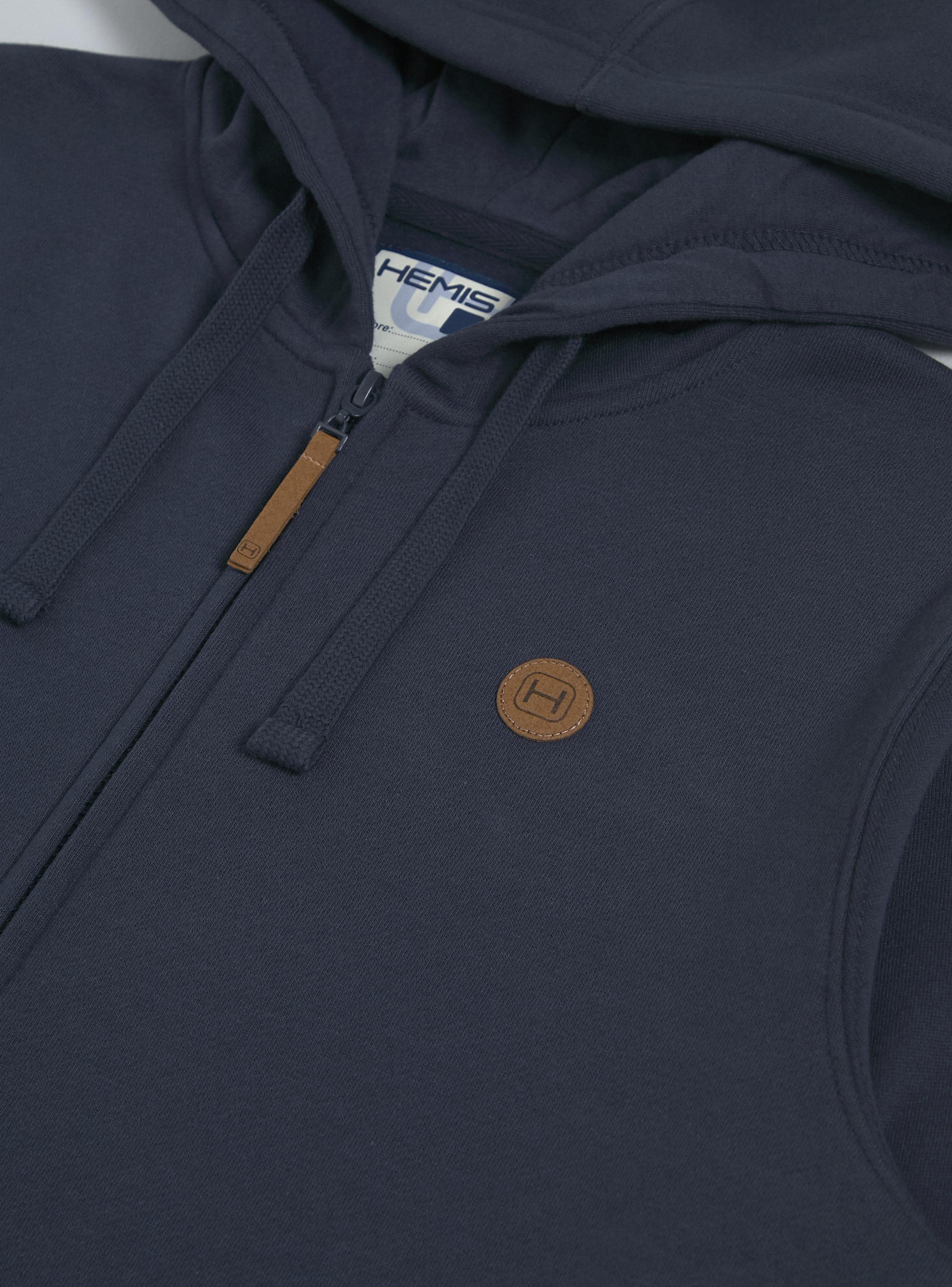 Polerón con Cierre y Gorro Azul Marino Niño Tallas 12-14-16-3