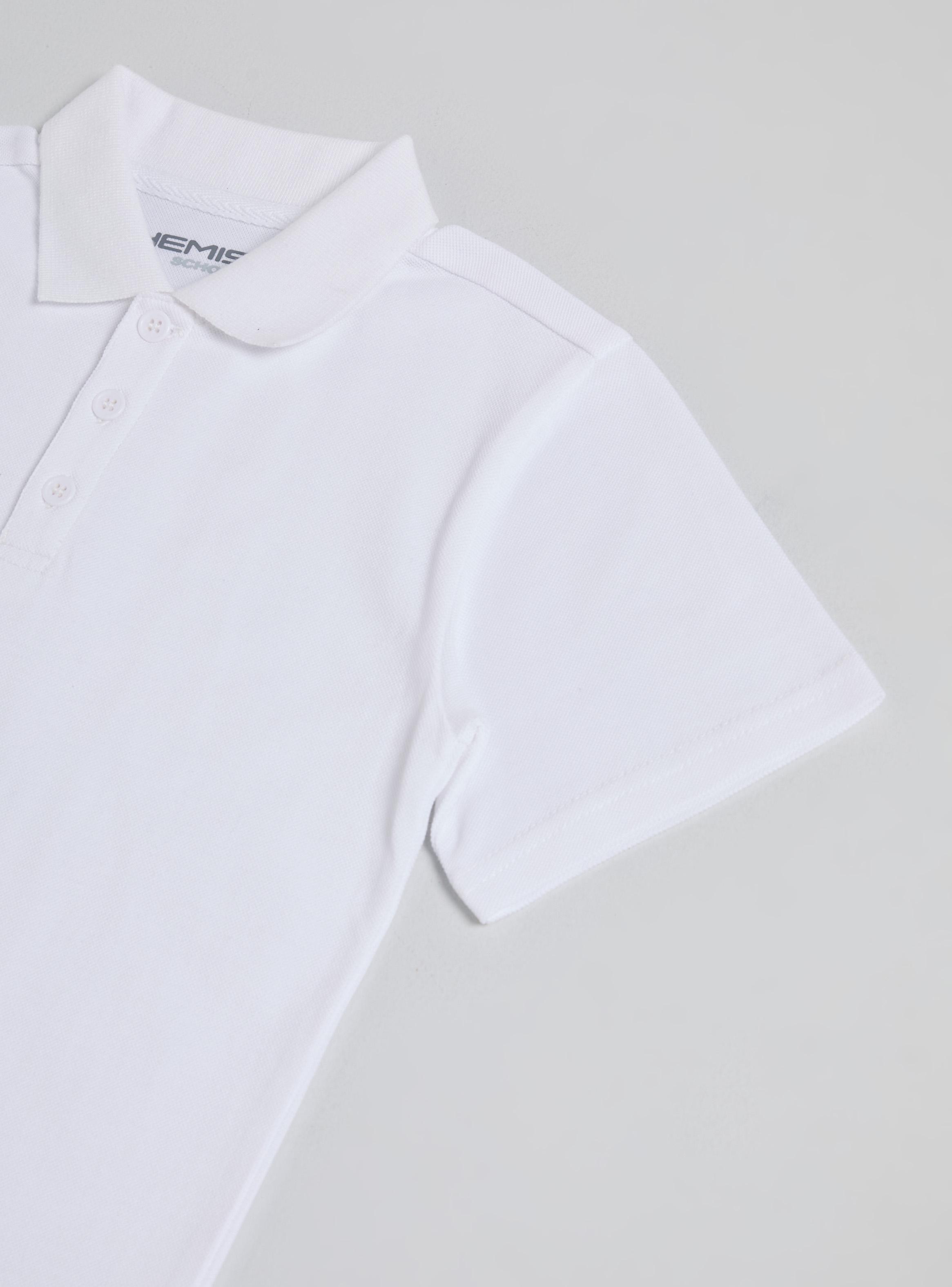 Polera Piqué Manga Corta Blanca Niño Talla 6 a 8-3