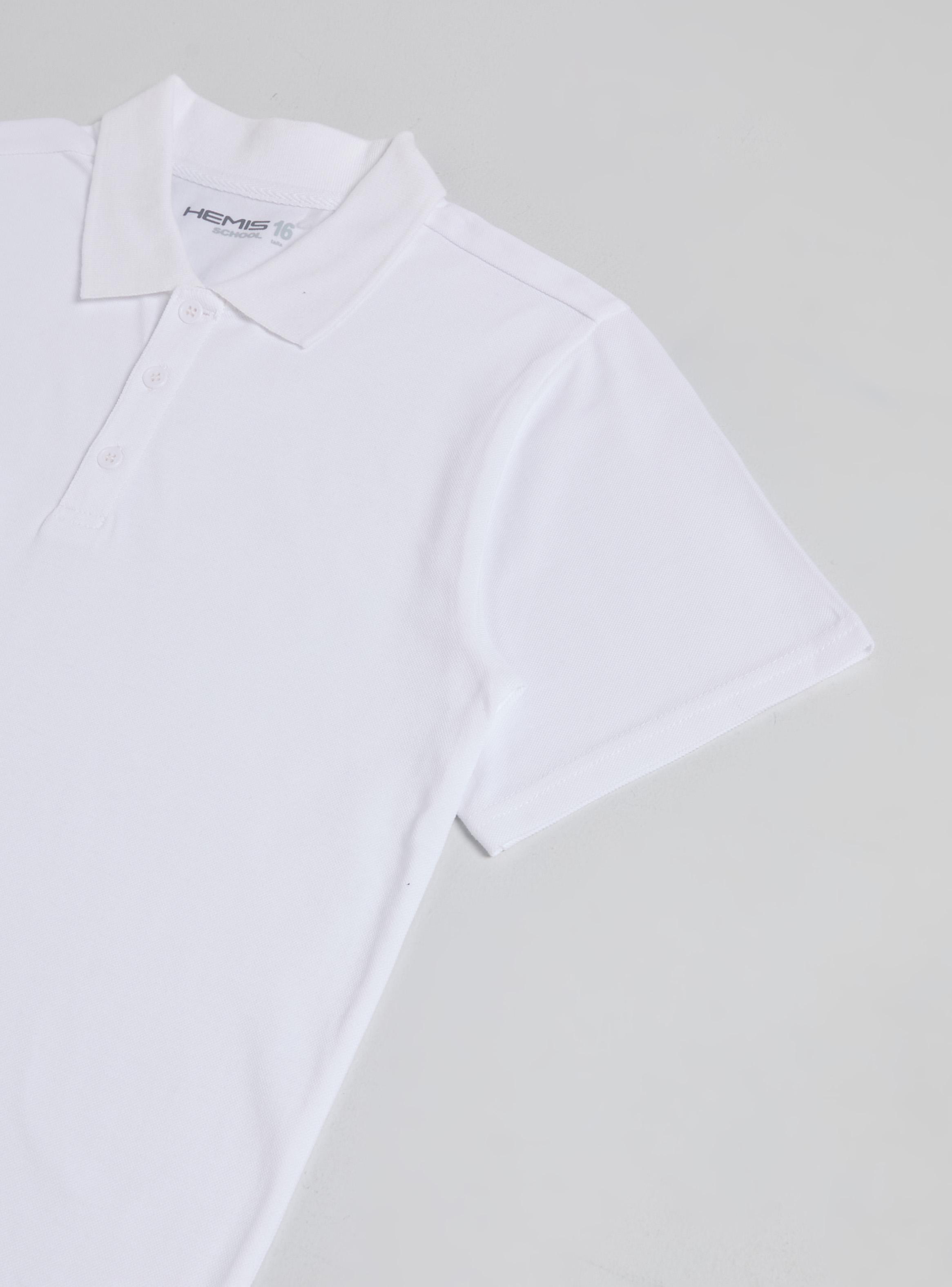 Polera Piqué Manga Corta Blanca Talla 12-14-16-3