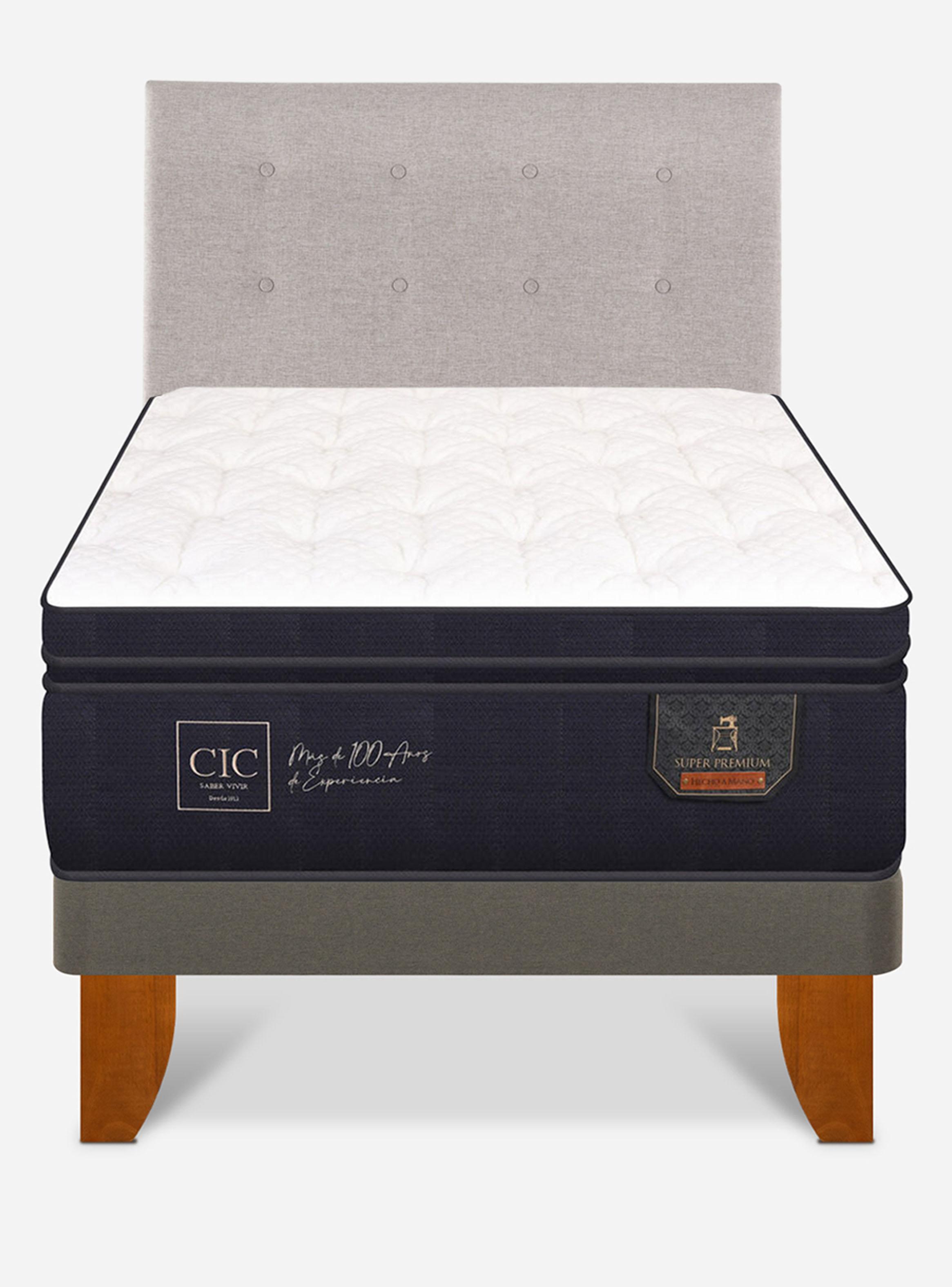 Cama Europea Super Premium Base Normal 1.5 Plazas + Respaldo Tigris-2