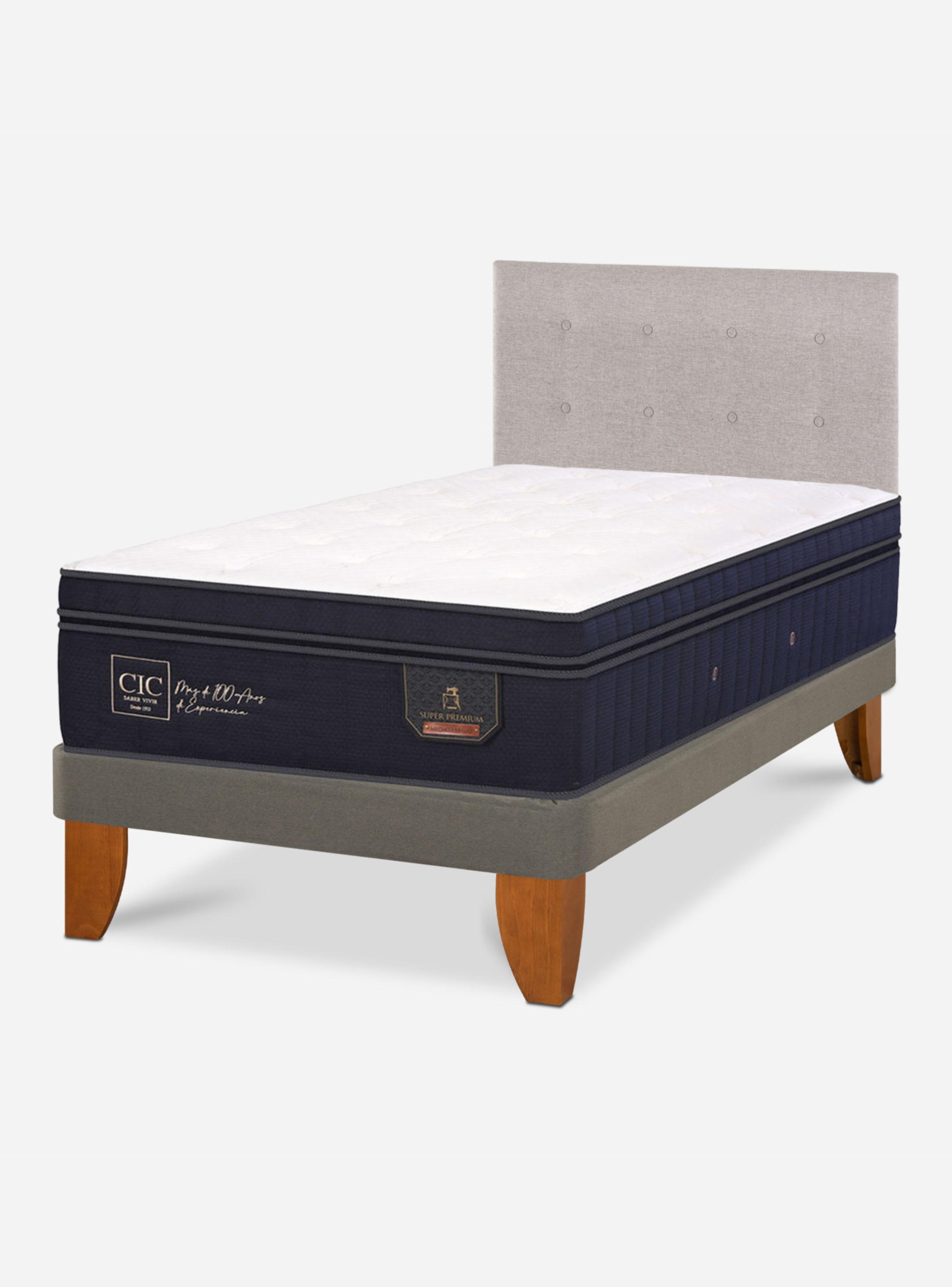 Cama Europea Super Premium Base Normal 1.5 Plazas + Respaldo Tigris-0
