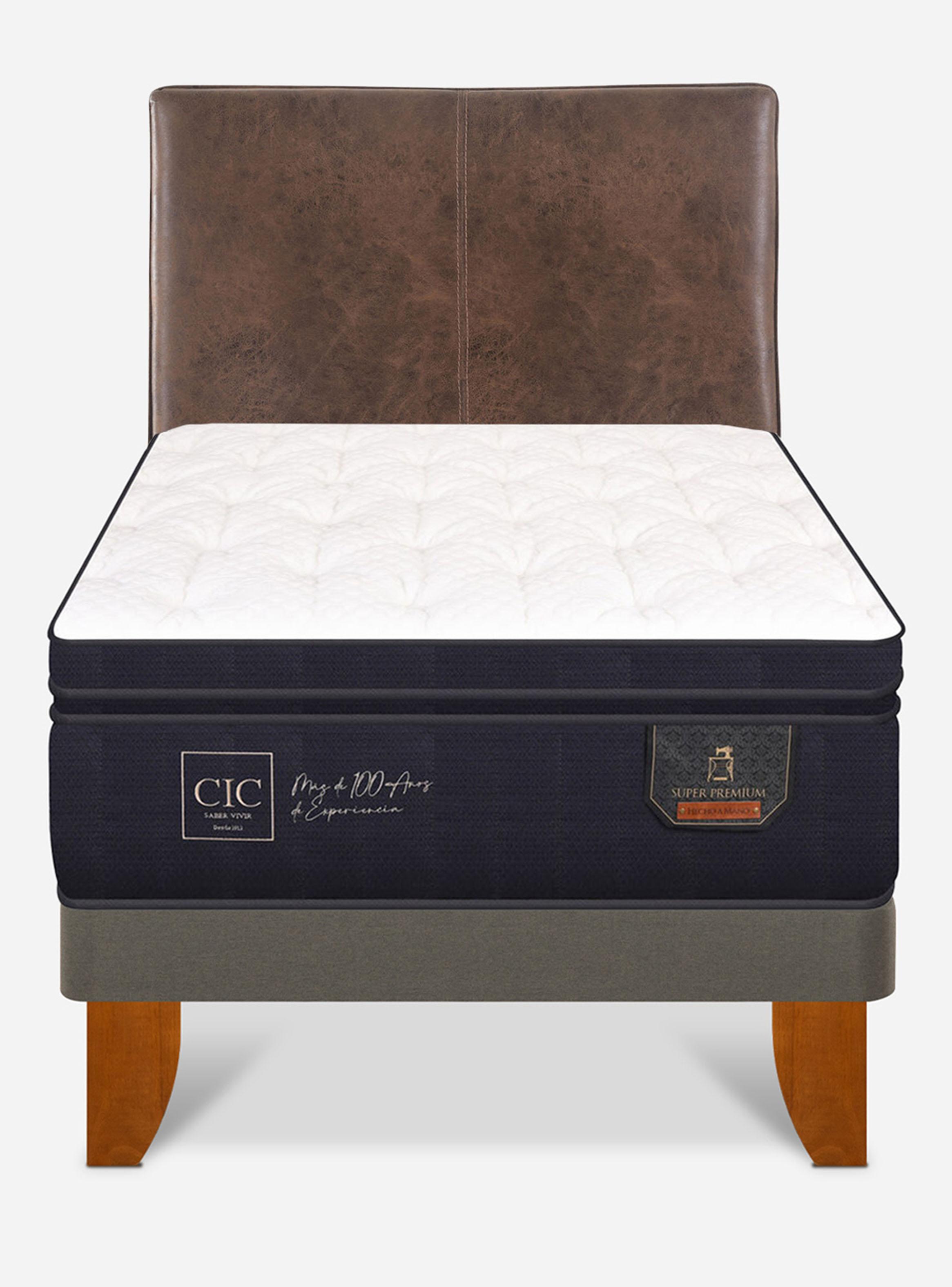 Cama Europea Super Premium Base Normal 1.5 Plazas + Respaldo Baker-2