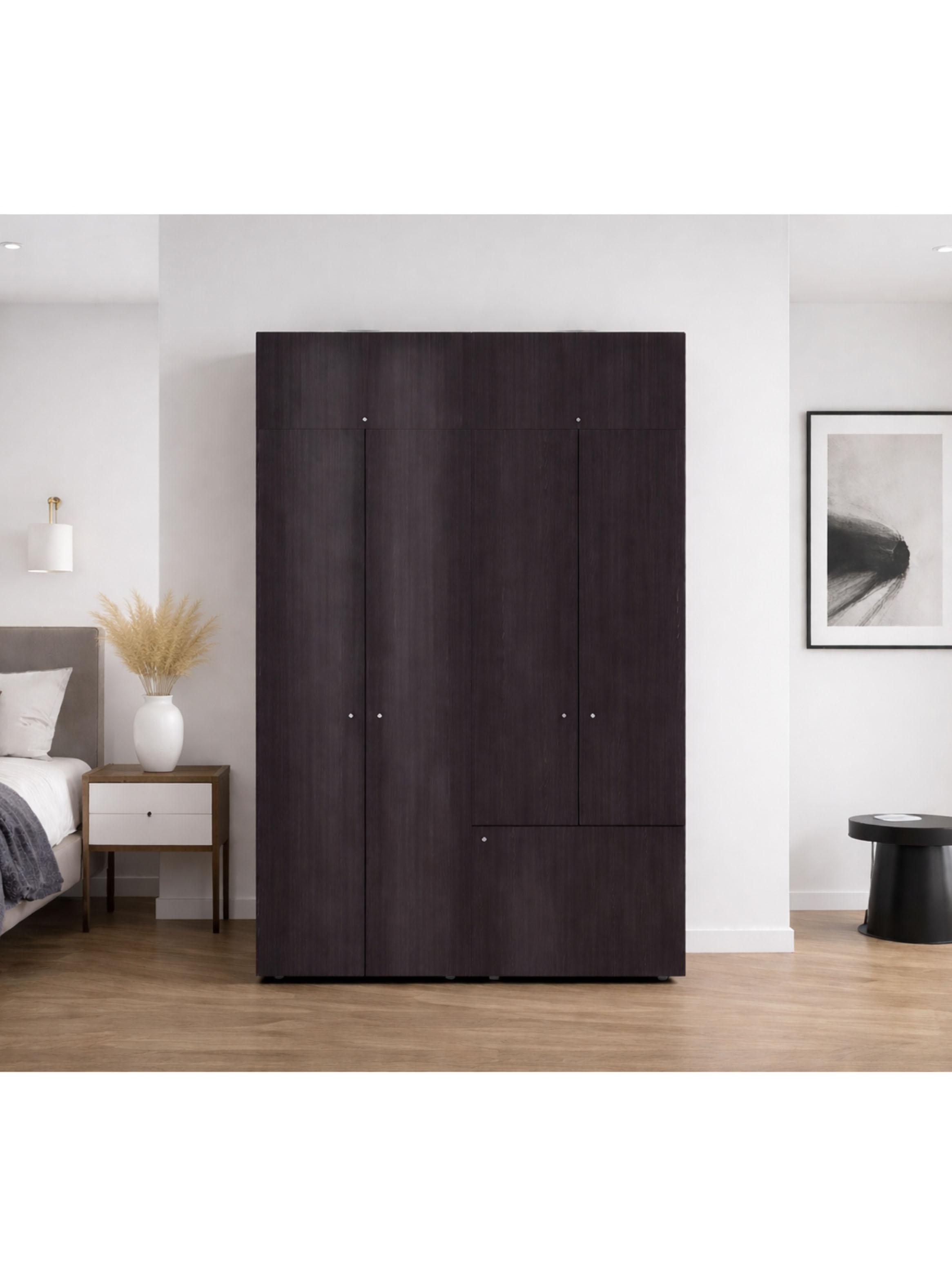 Combo Clóset 7 Puertas con Colgador + Módulo Superior 200x120x40.2 cm Wengue-4