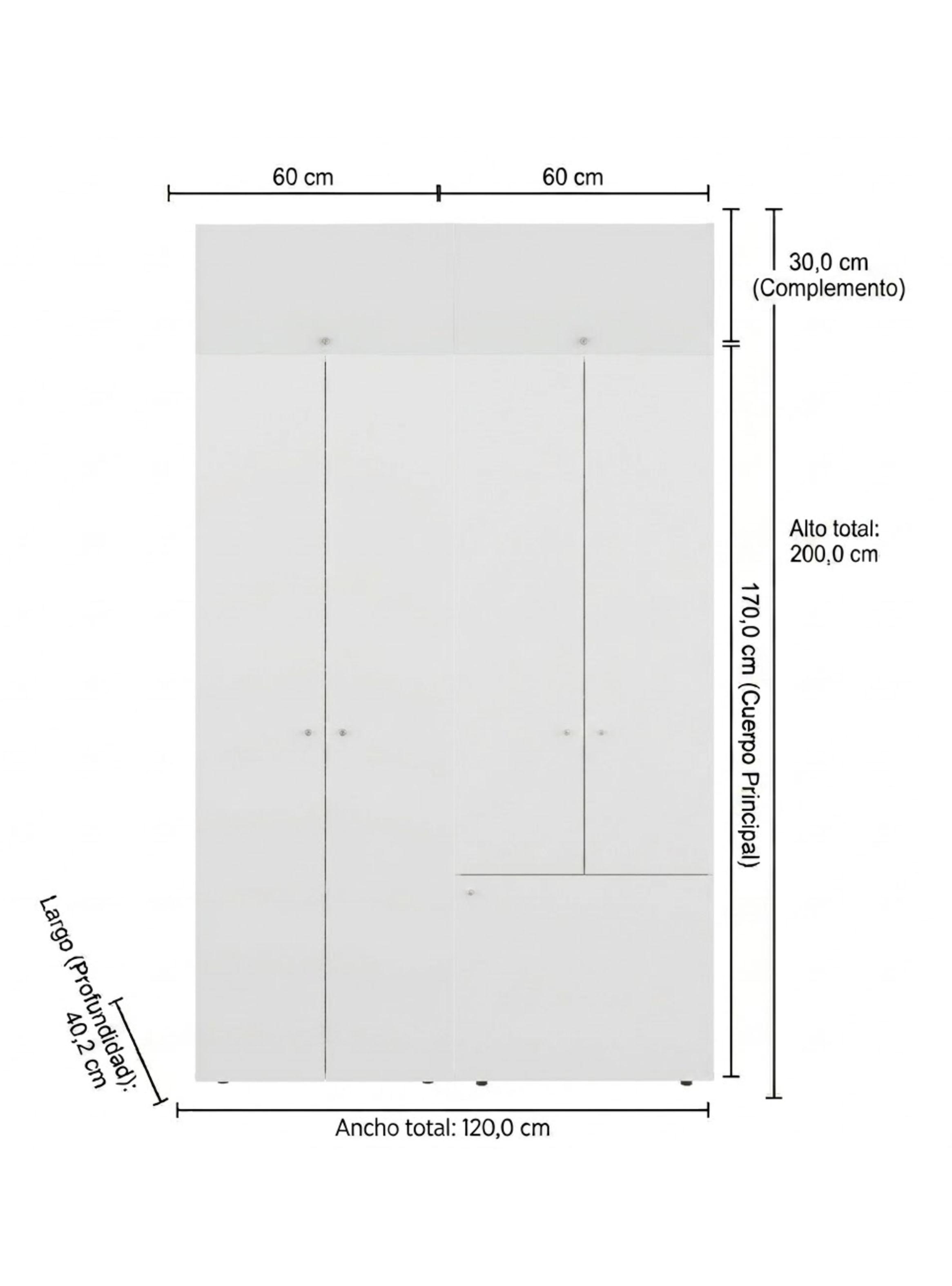 Combo Clóset 7 Puertas + Módulo Superior 200x120x40.2 cm Blanco-1