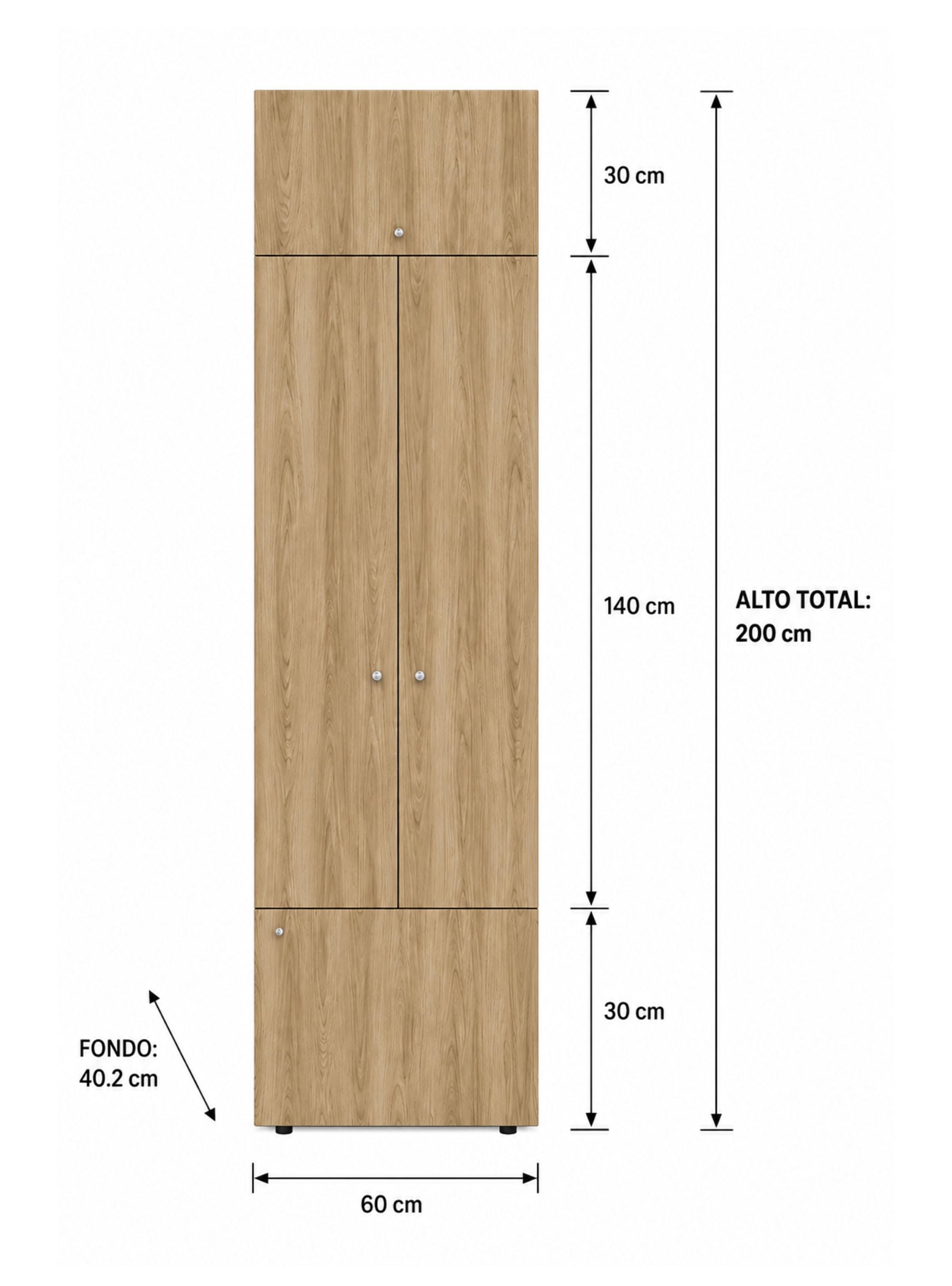 Combo Clóset 4 Puertas + Módulo Superior 200x60x40.2 cm Fresno Europeo-1