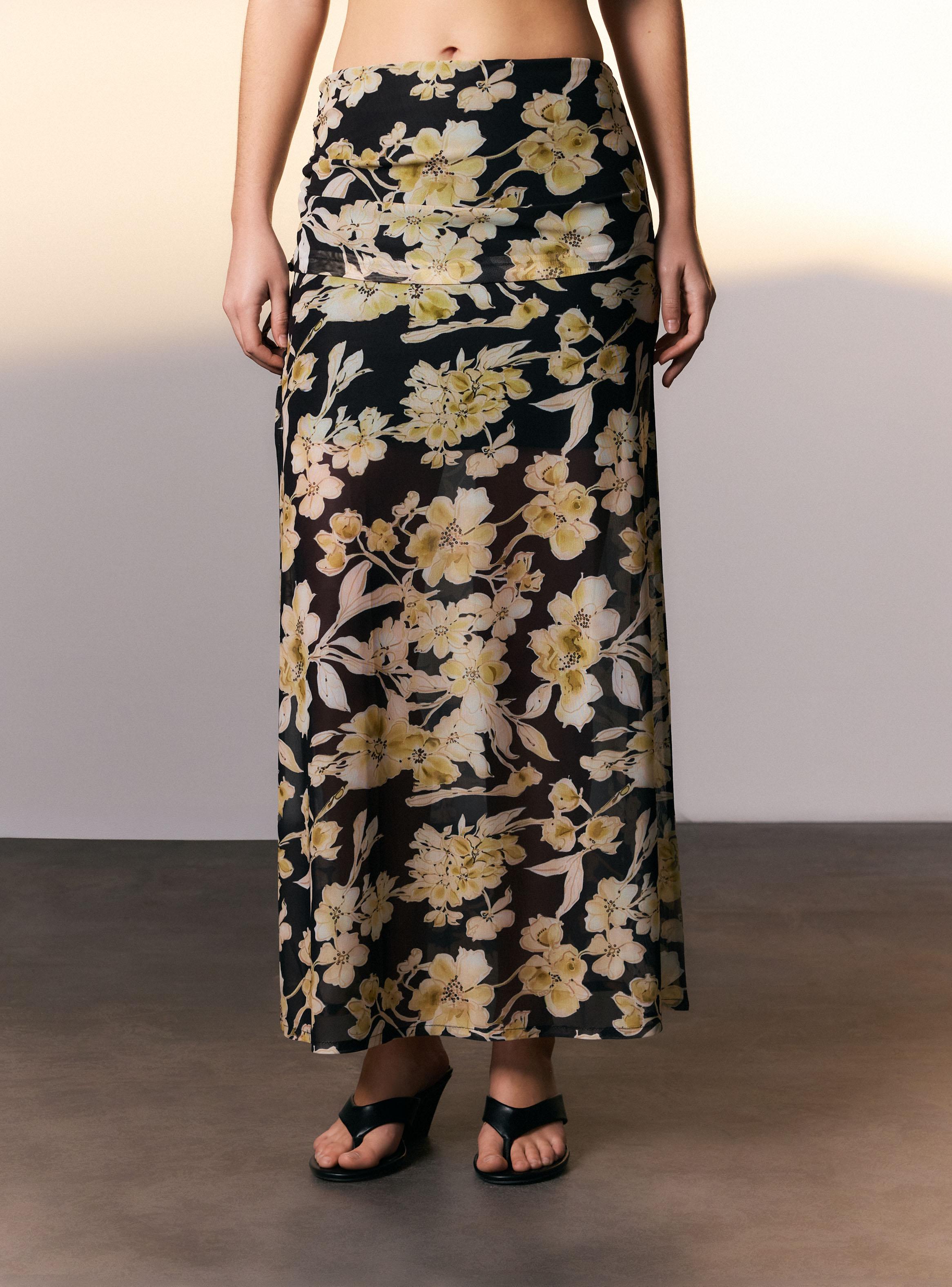 Falda Maxi Estampada y Drapeado Colaboración Arde-0