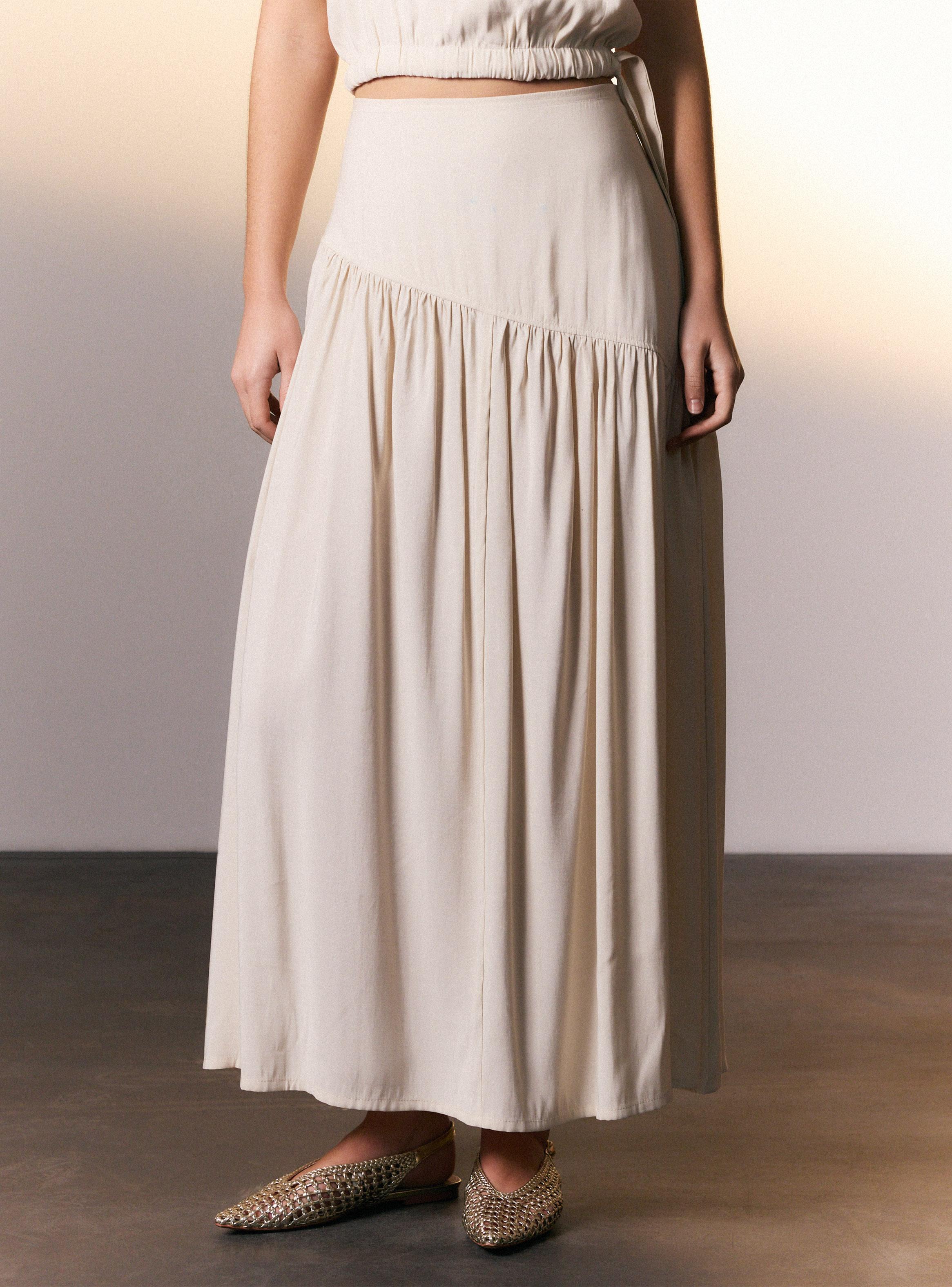 Falda Maxi Corte Asimétrico Colaboración Viella-0