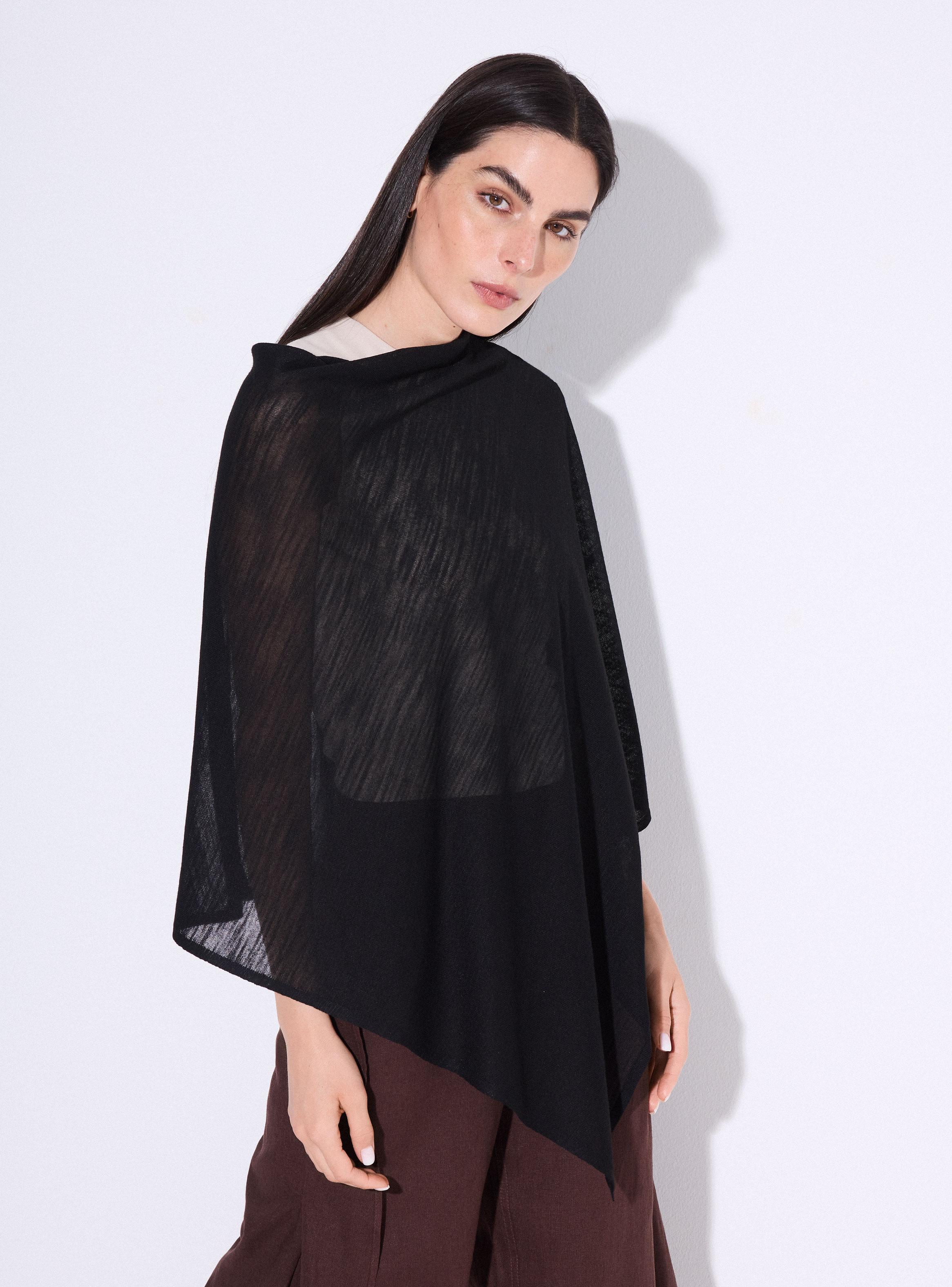 Sweater Tipo Capa Escote Drapeado-0
