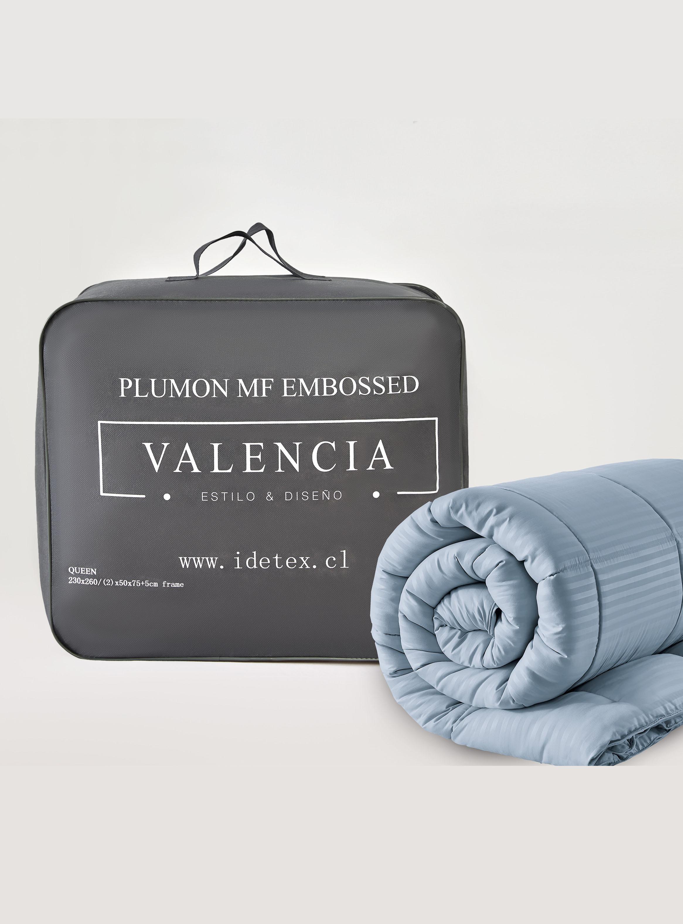 Plumón Microfibra Embossed Celeste Queen-3