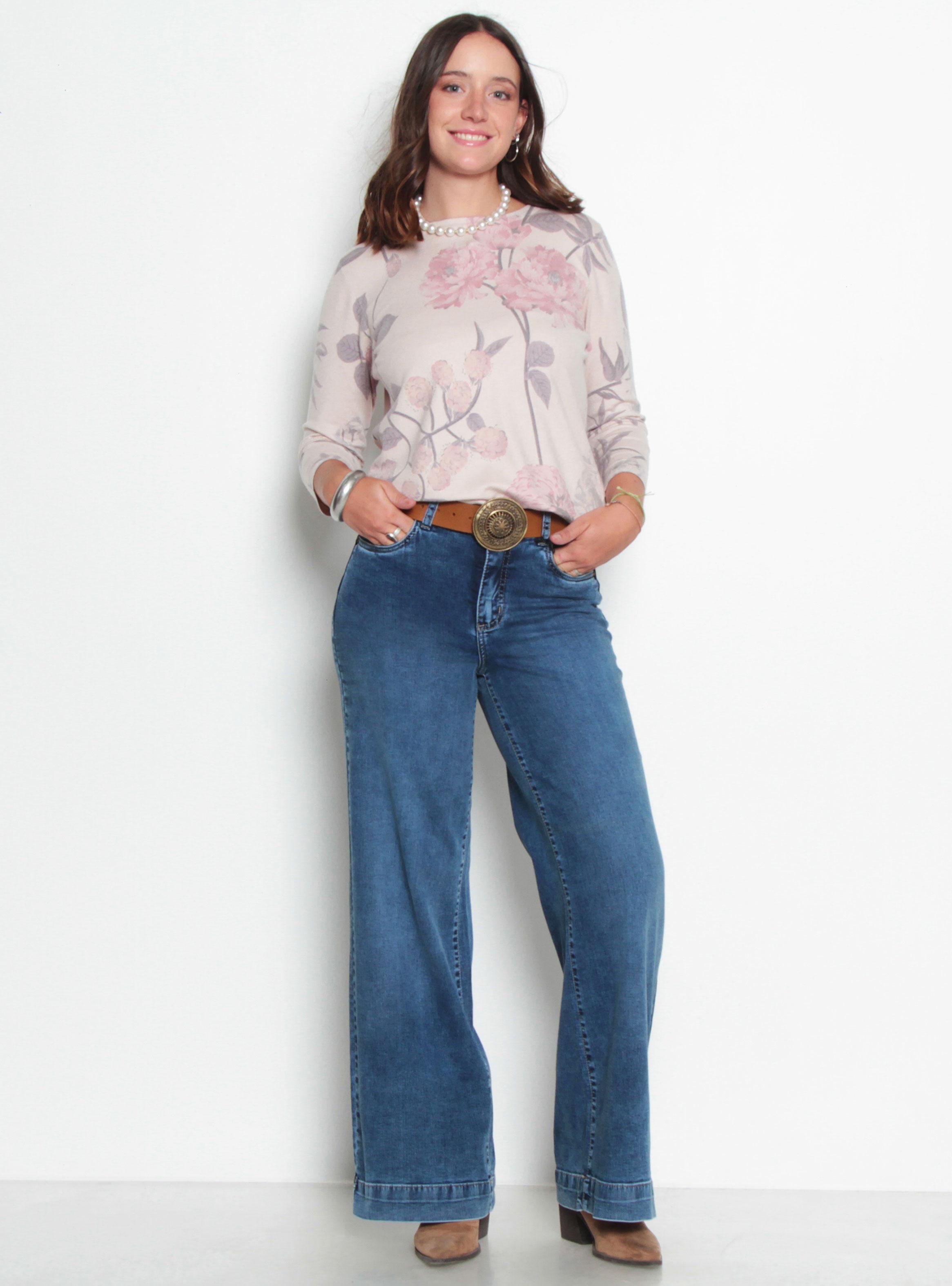 Sweater Manga 3/4 Sublimado Flower Escote Redondo-3