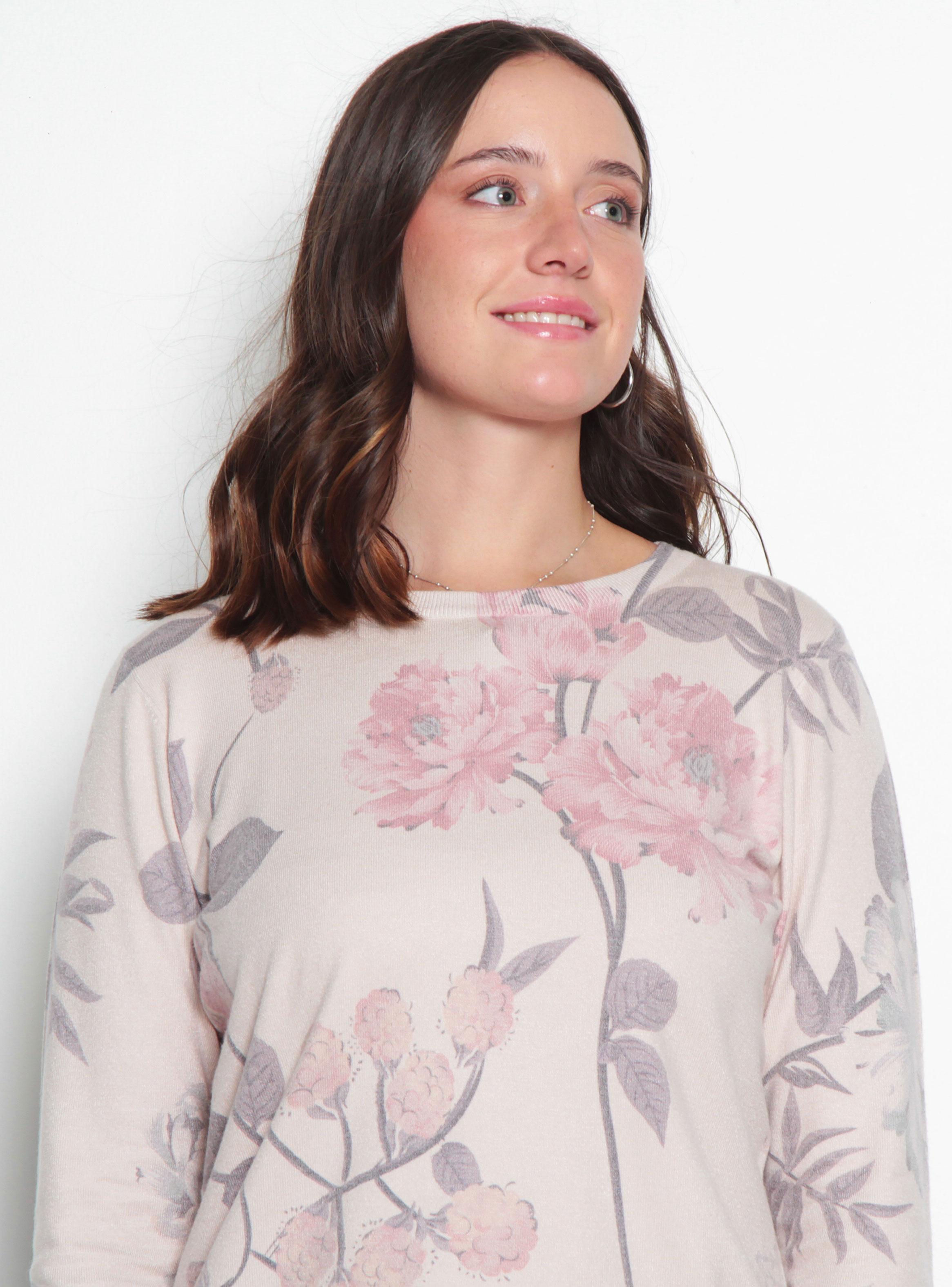 Sweater Manga 3/4 Sublimado Flower Escote Redondo-2
