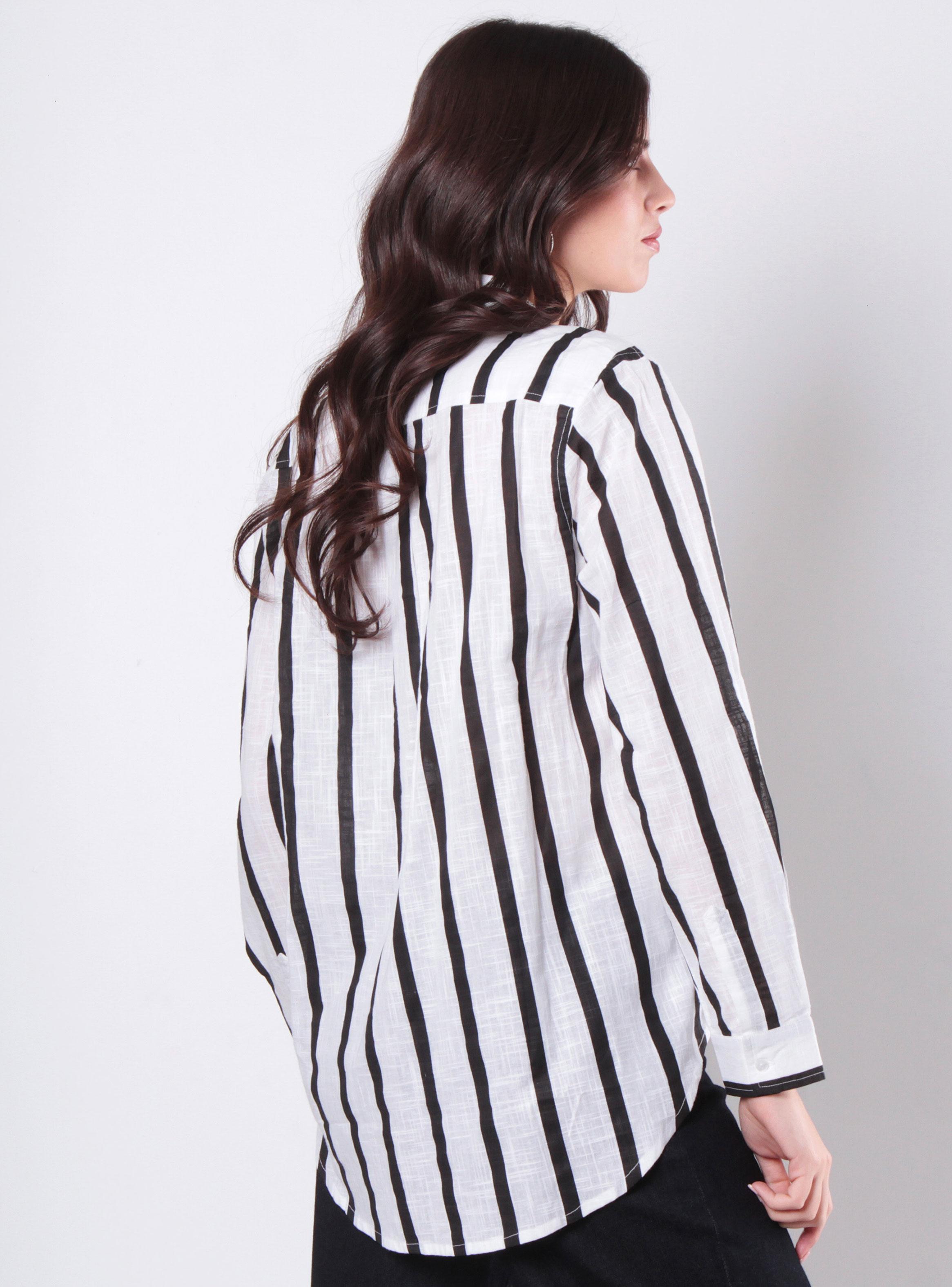 Blusa Listada Manga Larga Abotonado-1