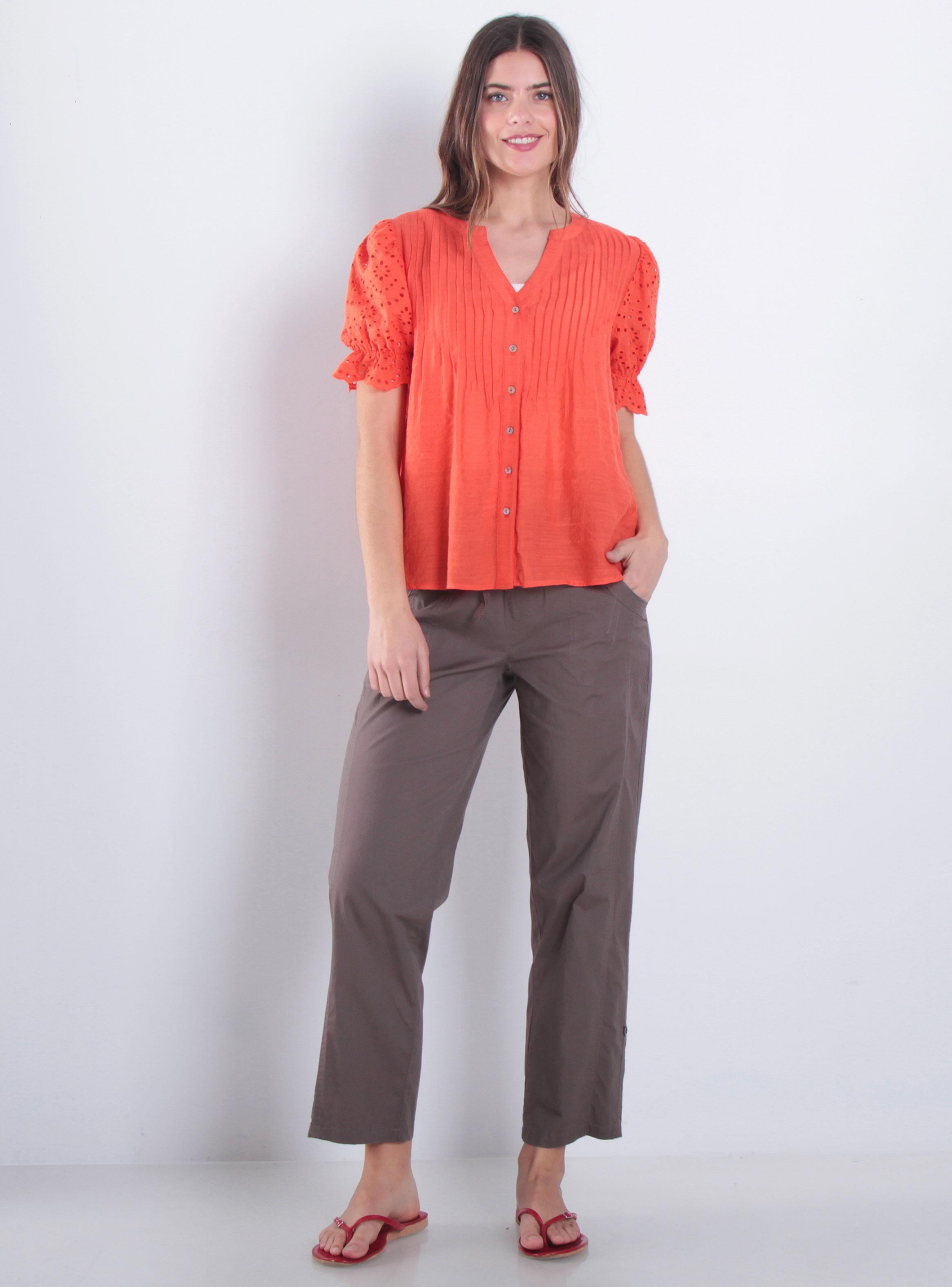 Pantalón Crop Recto Tiro Alto Pretina Elasticada con Lazo-3