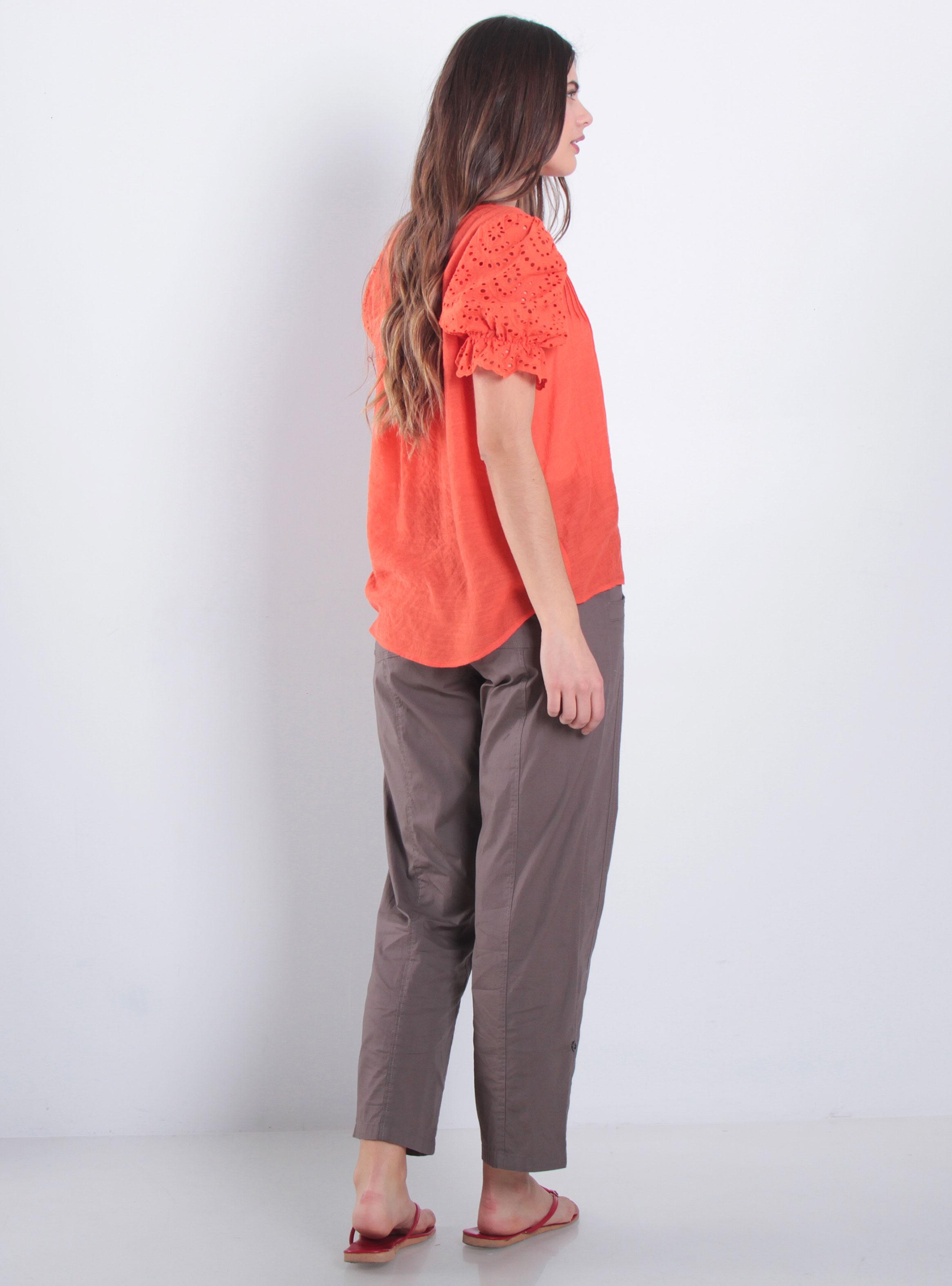 Pantalón Crop Recto Tiro Alto Pretina Elasticada con Lazo-4