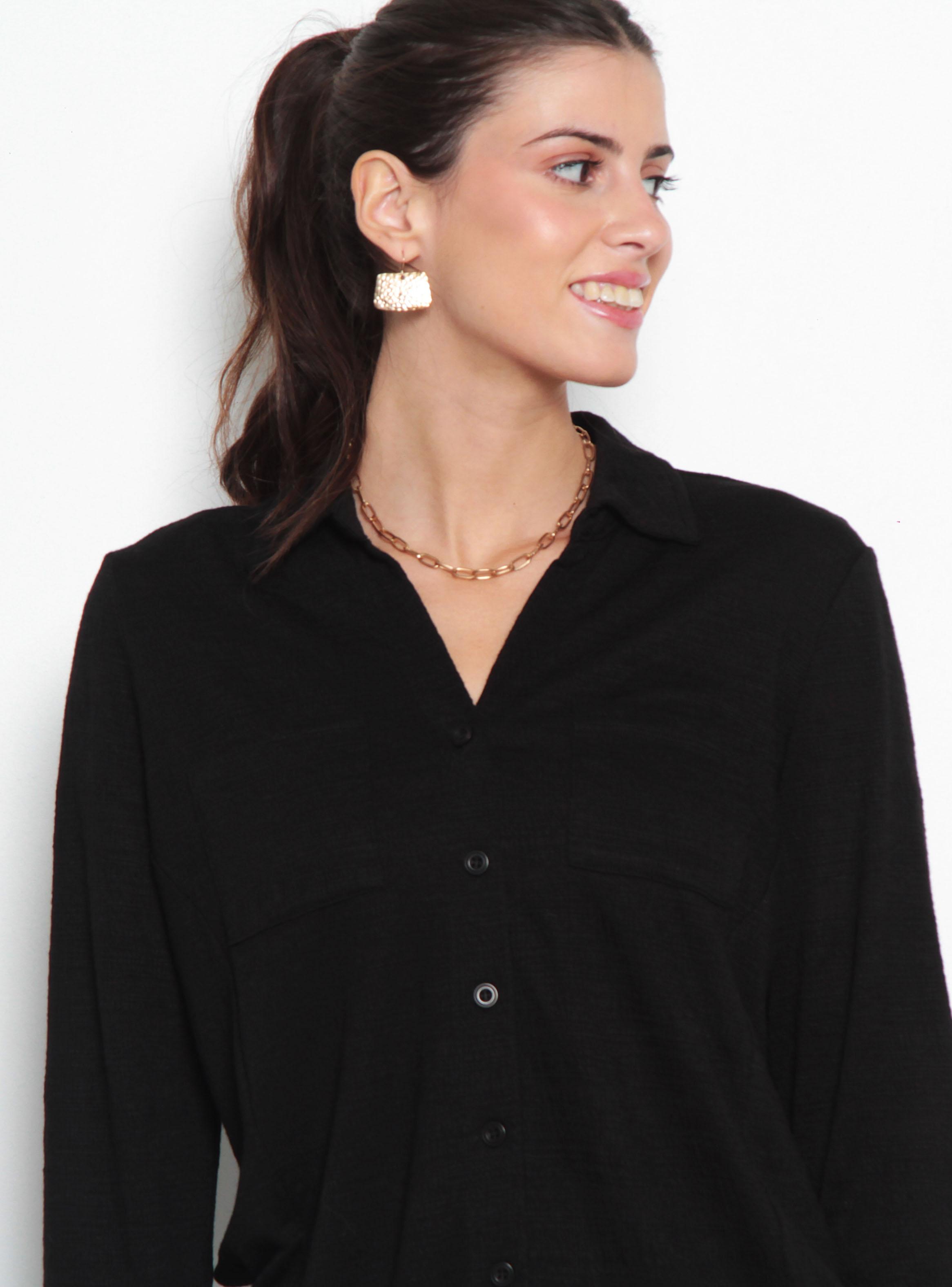 Blusa Manga Larga con Bolsillo Escote V-2
