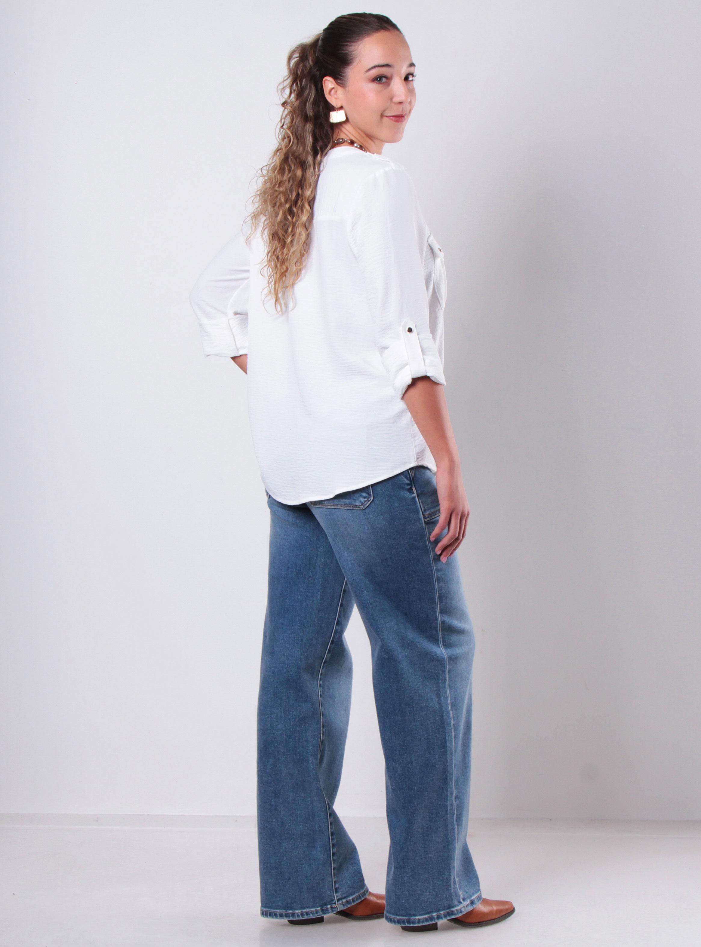 Blusa Manga Larga Abotonada con Bolsillo-4