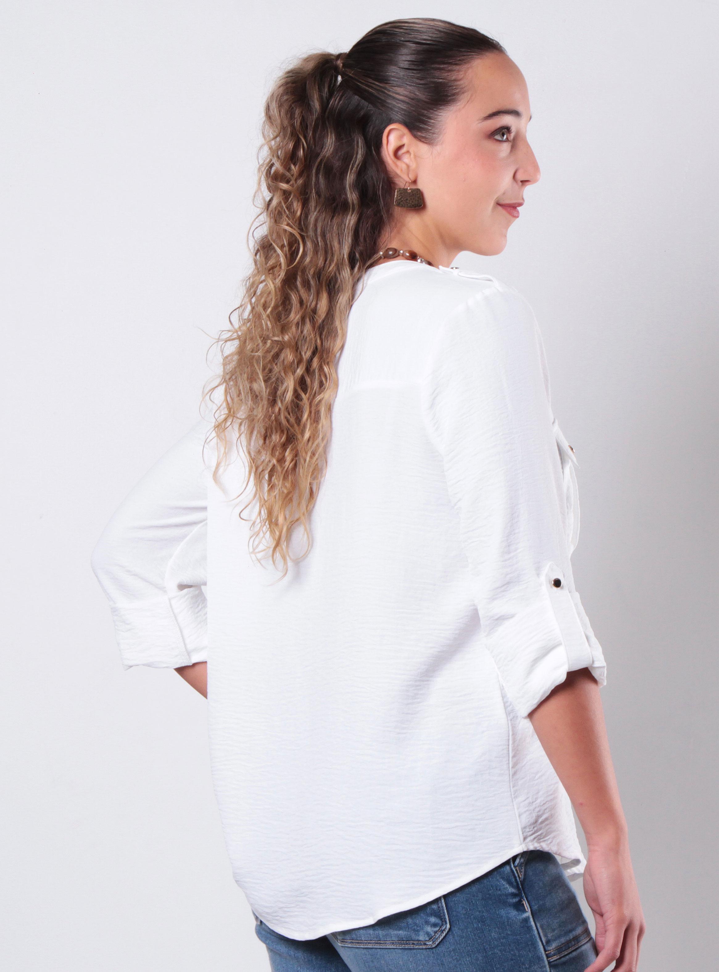 Blusa Manga Larga Abotonada con Bolsillo-1