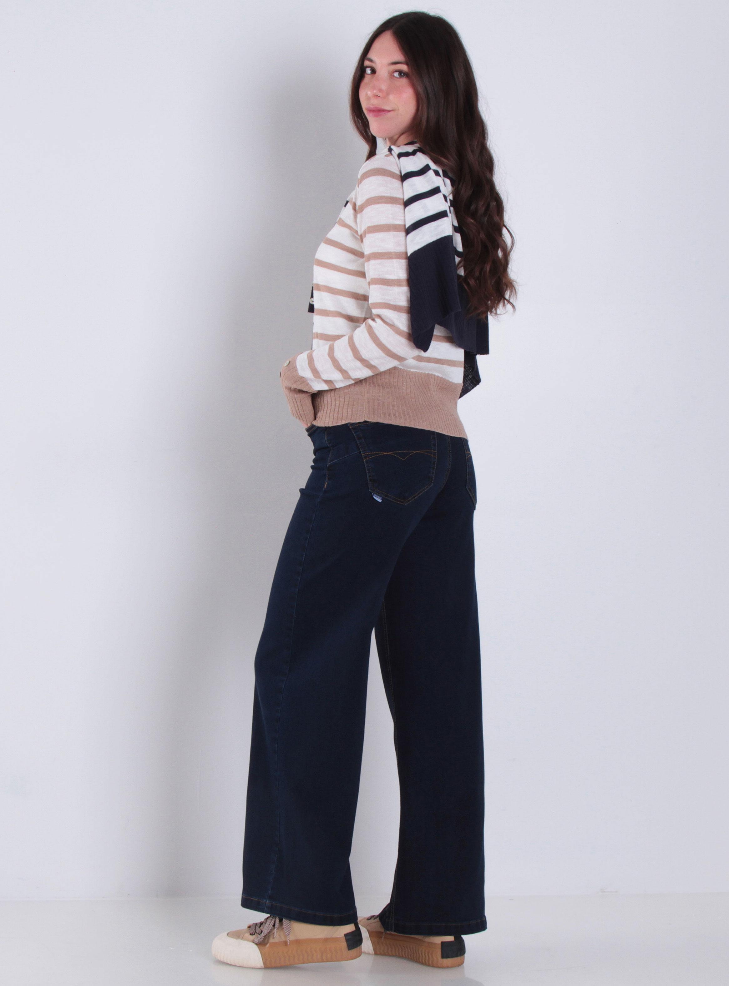 Jeans Wide Tiro Alto Secret Push Up Pretina Básica-4