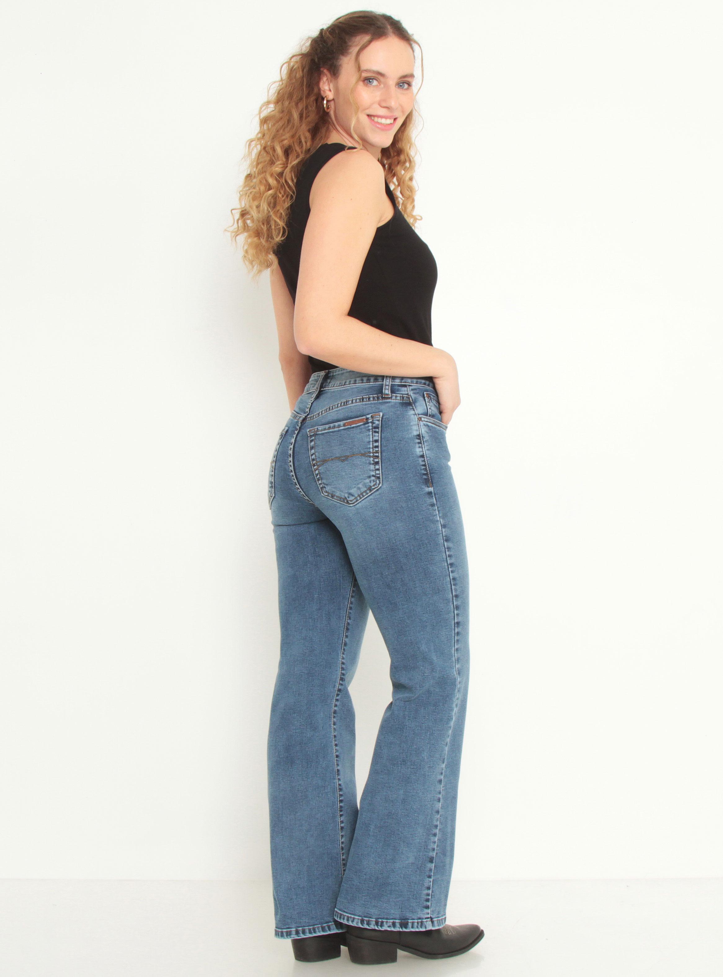 Jeans Básico Recto Tiro Alto Pretina Botón 3196-4