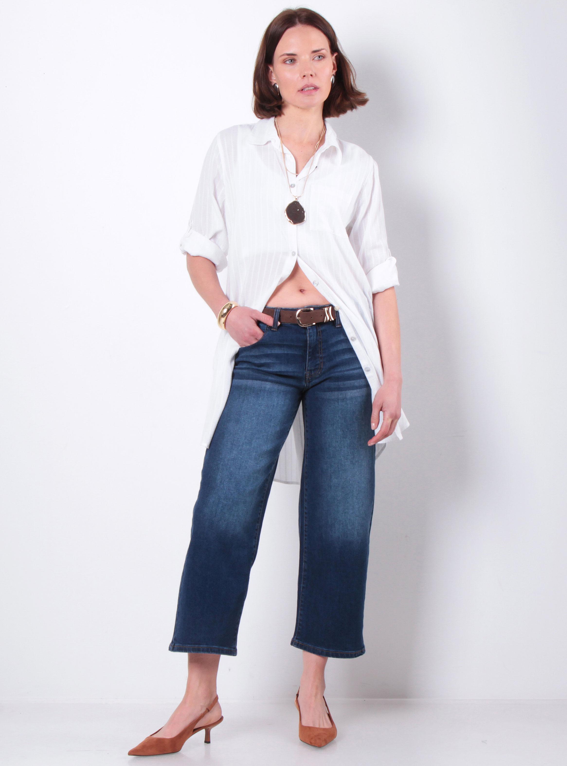 Jeans Crop Cargo Tiro Alto Pretina Media 2 Botones-3
