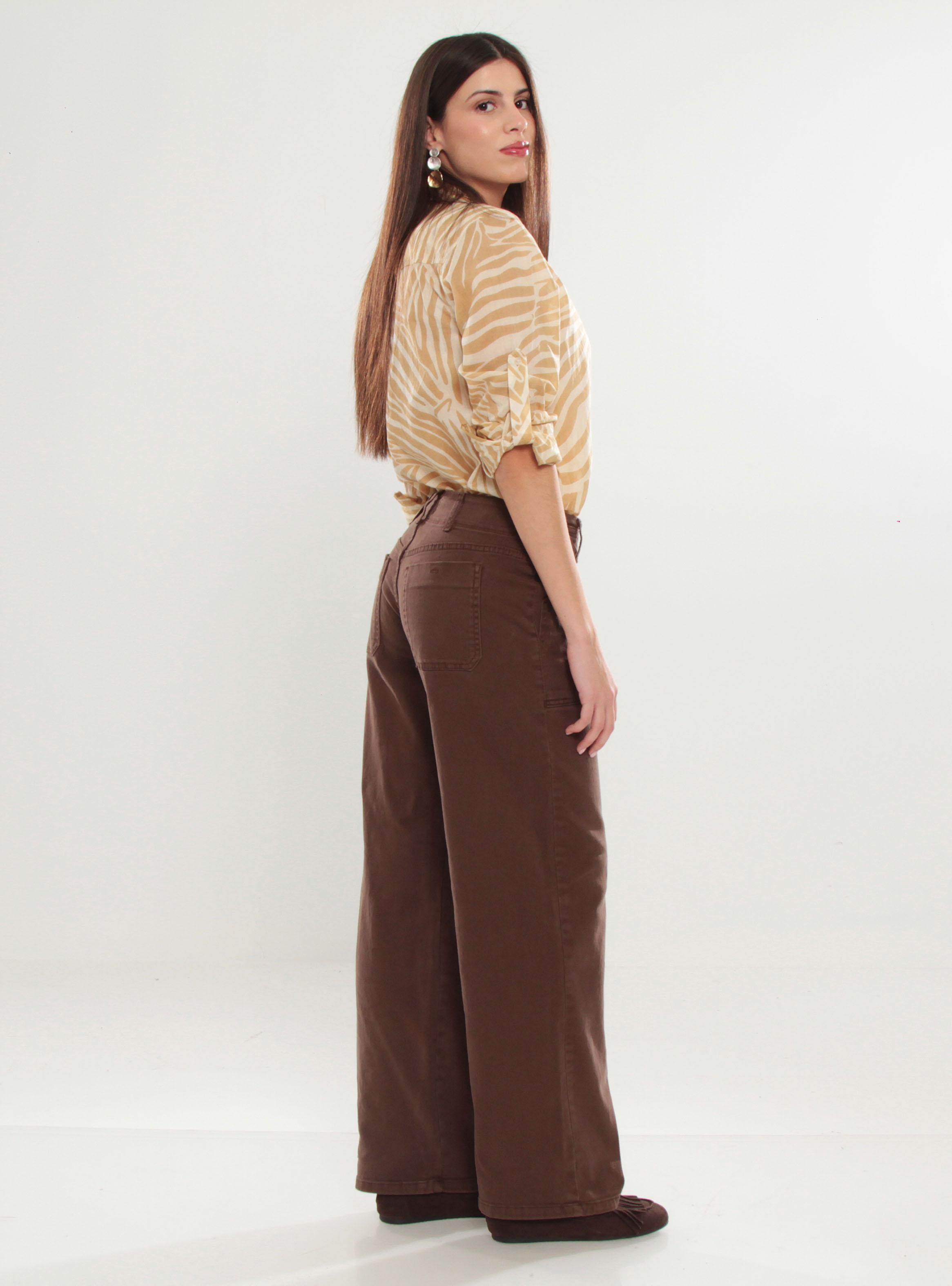 Jeans Cargo Básico Wide Leg Tiro Alto-4