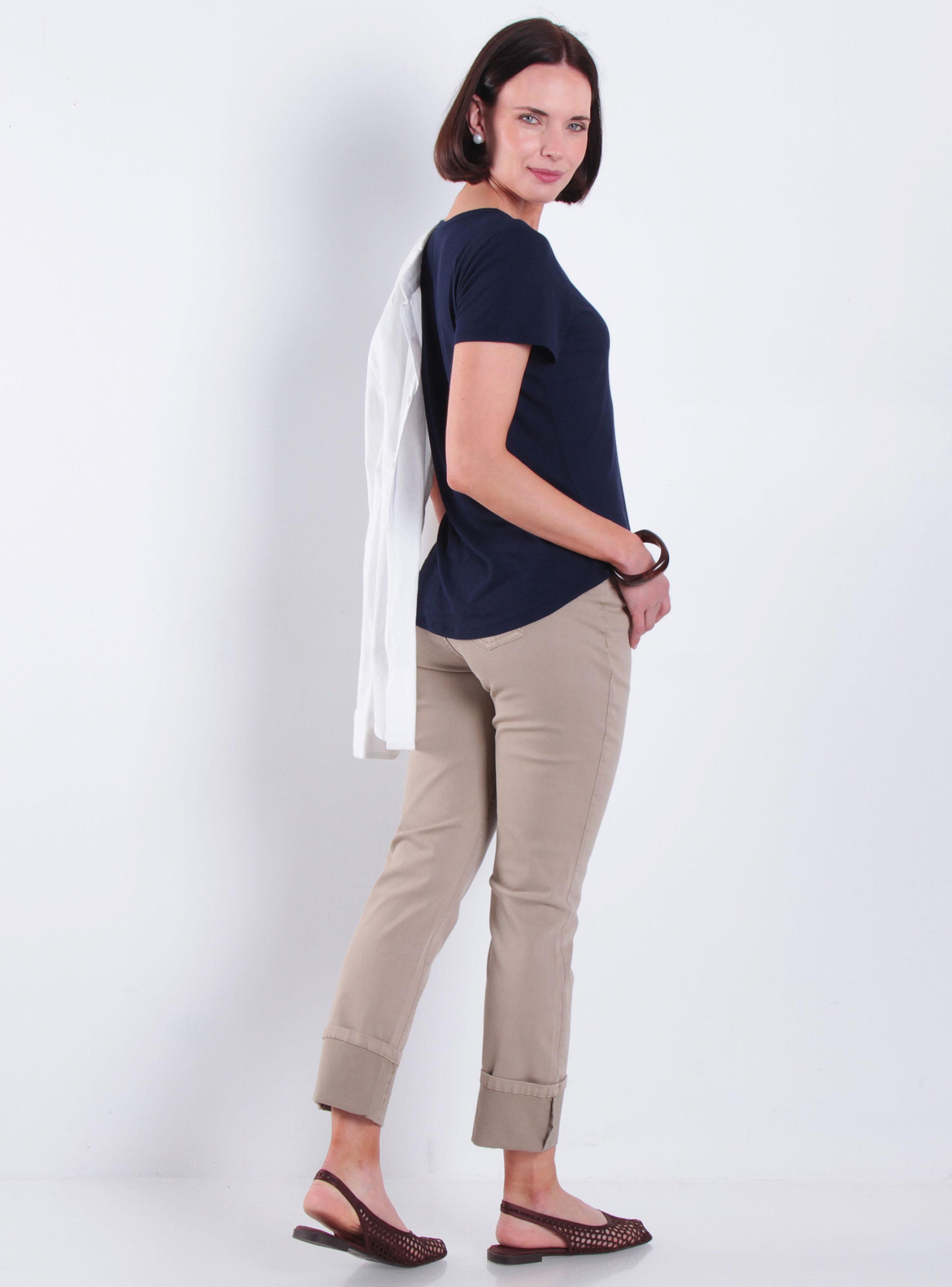 Pantalón Recto Roll Up Tiro Alto Pretina Básica 330-4