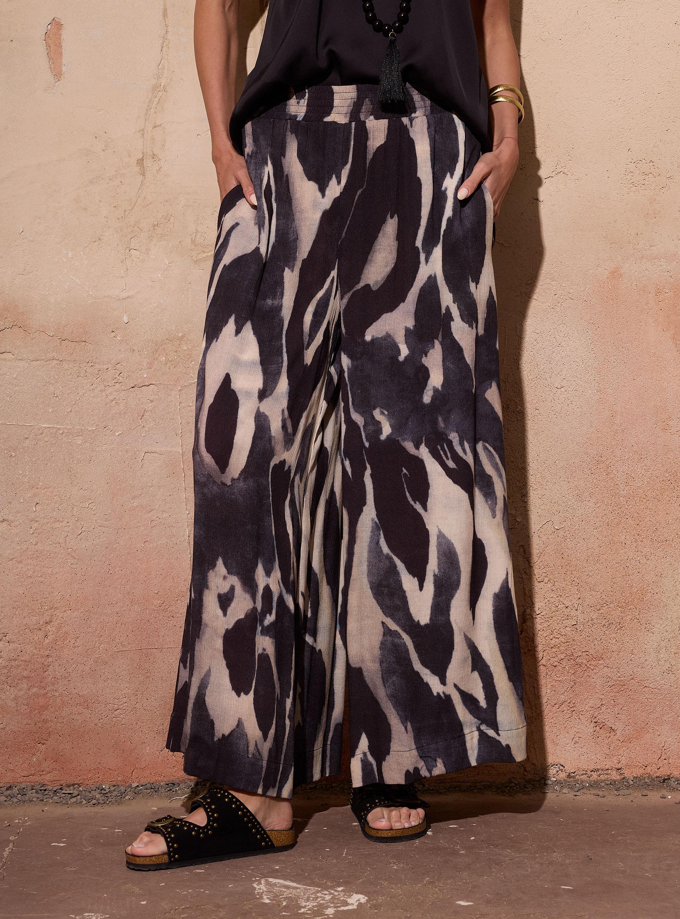 Pantalón Ancho Full Print Pretina Elasticada-0