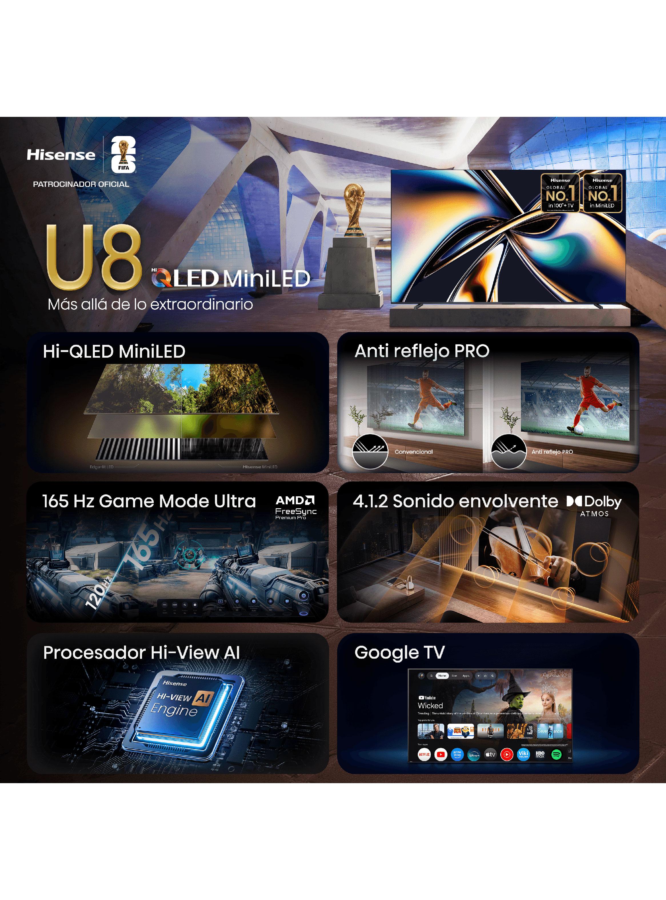 QLED Mini LED Smart TV 75'' 4K UHD 165Hz Google TV Gamer 75U8QG-4