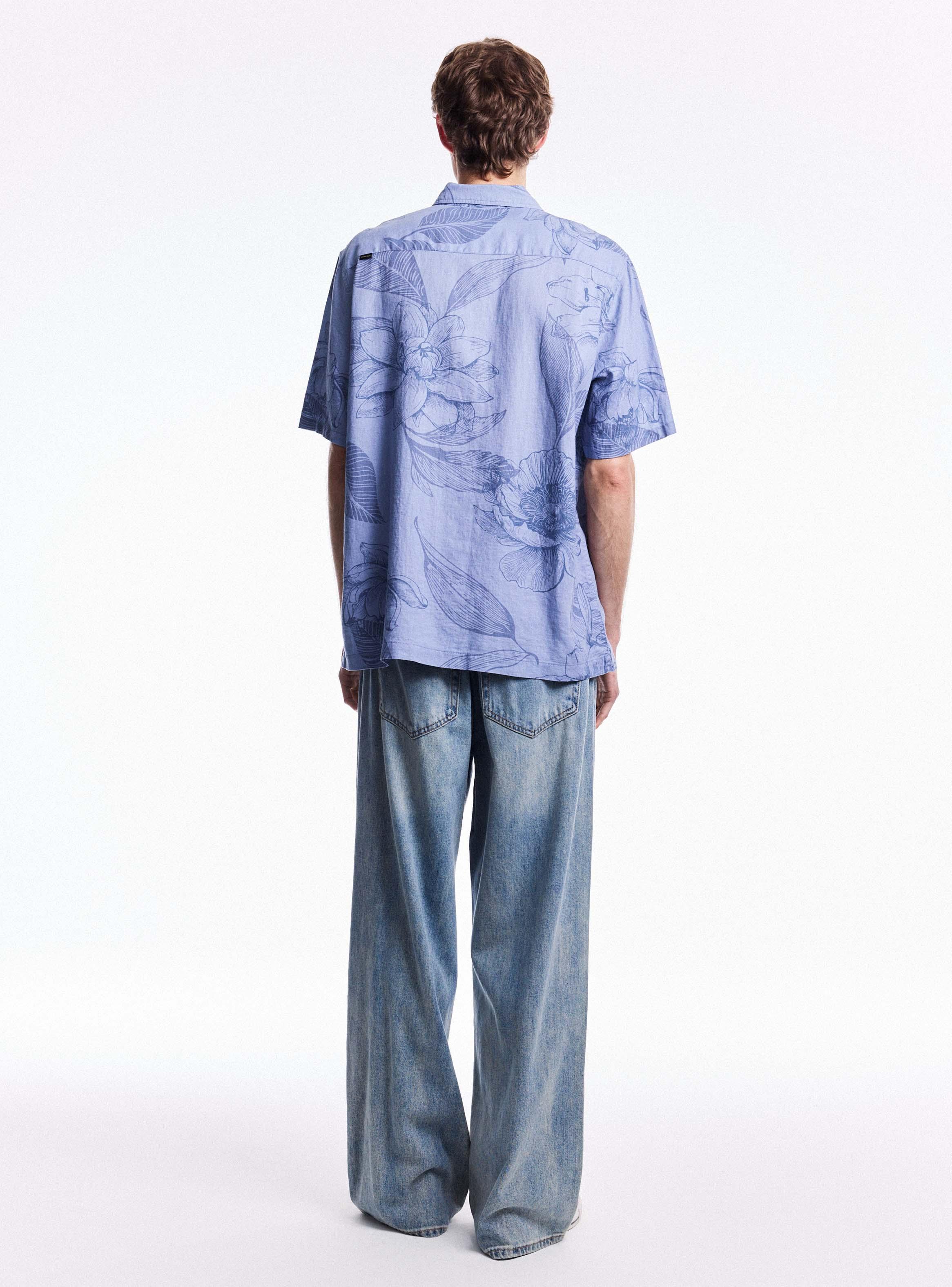 Camisa Oversize Mezcla de Lino y Viscosa Estampado-5