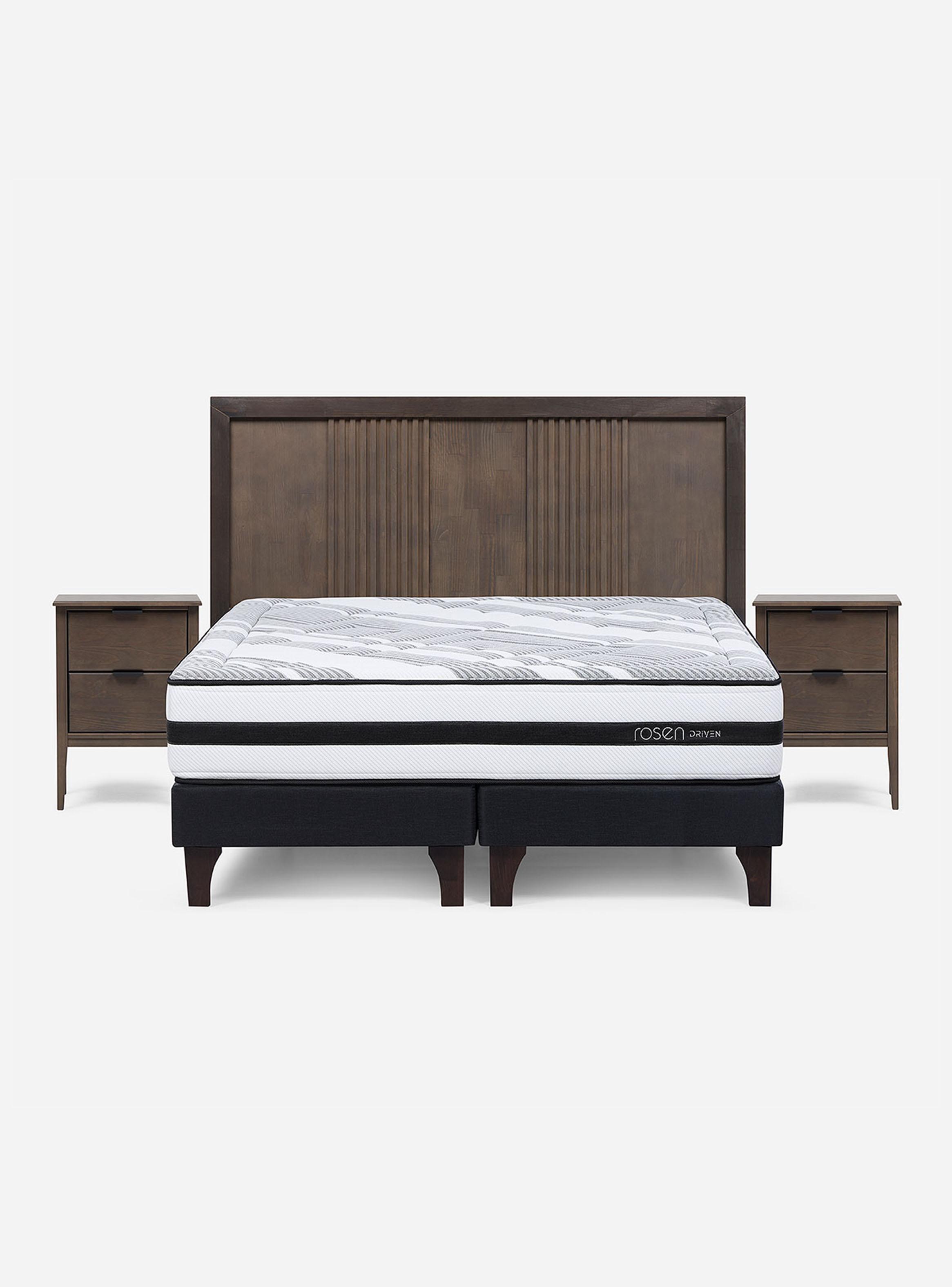 Cama Europea 2 Plazas Driven Base Dividida + Set Marco-1