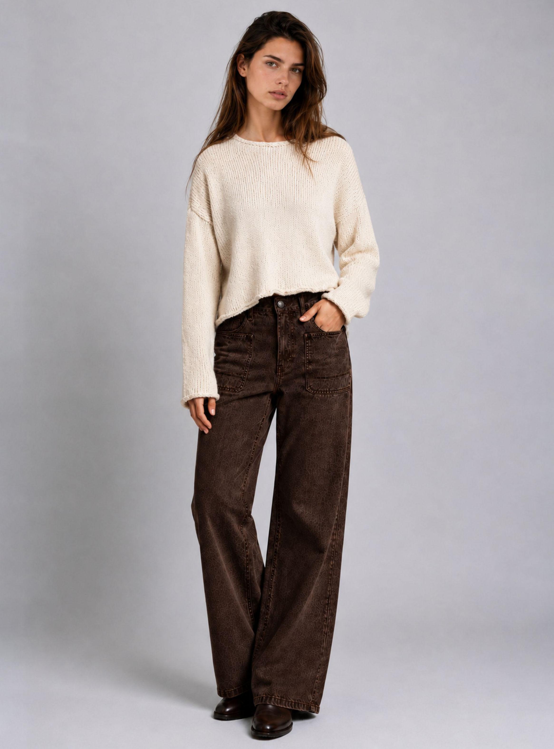 Jean Wide Leg Tiro Alto Tali Chocolate-2