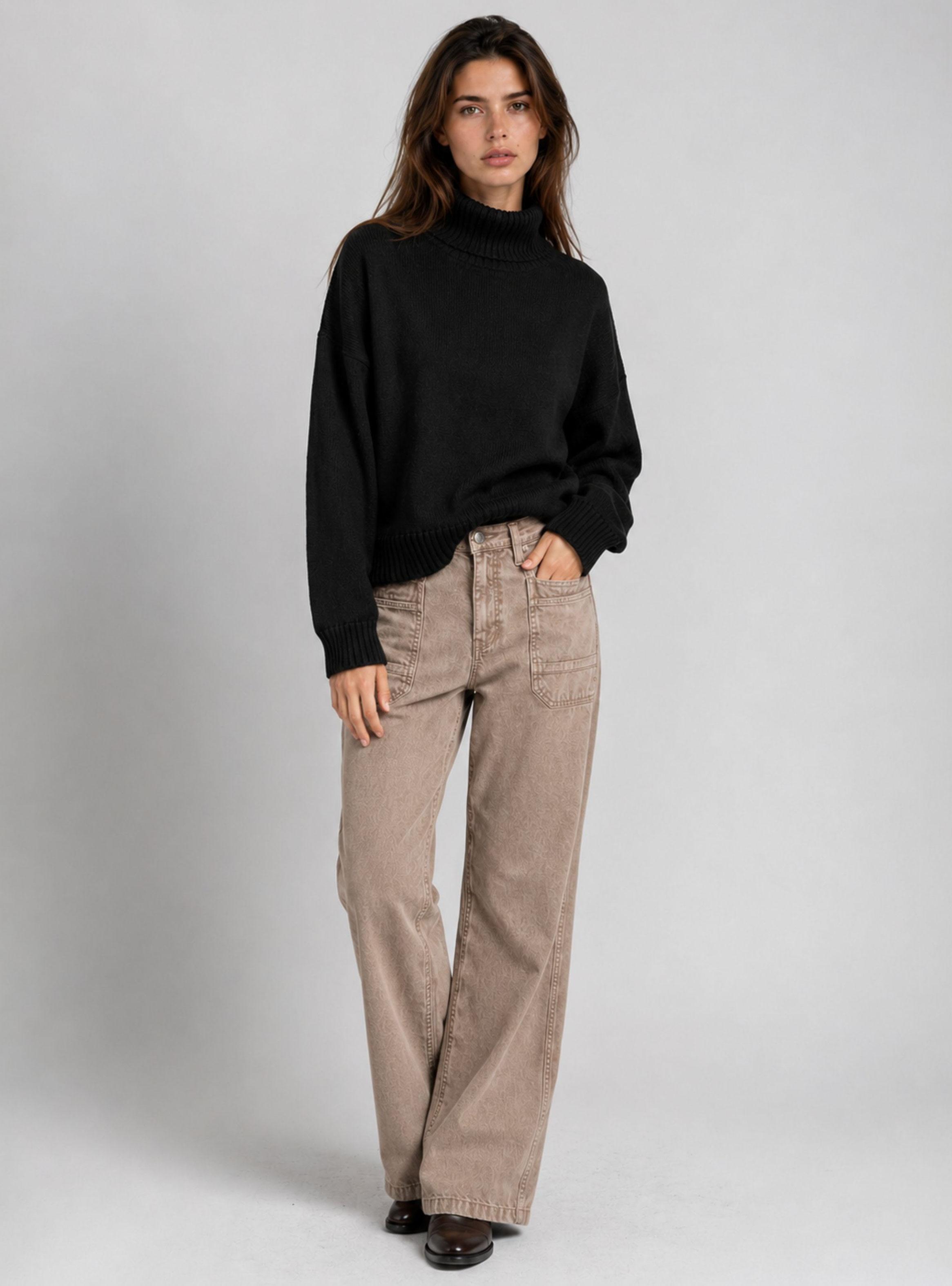 Jean Wide Leg Tiro Alto Tali Beige-2