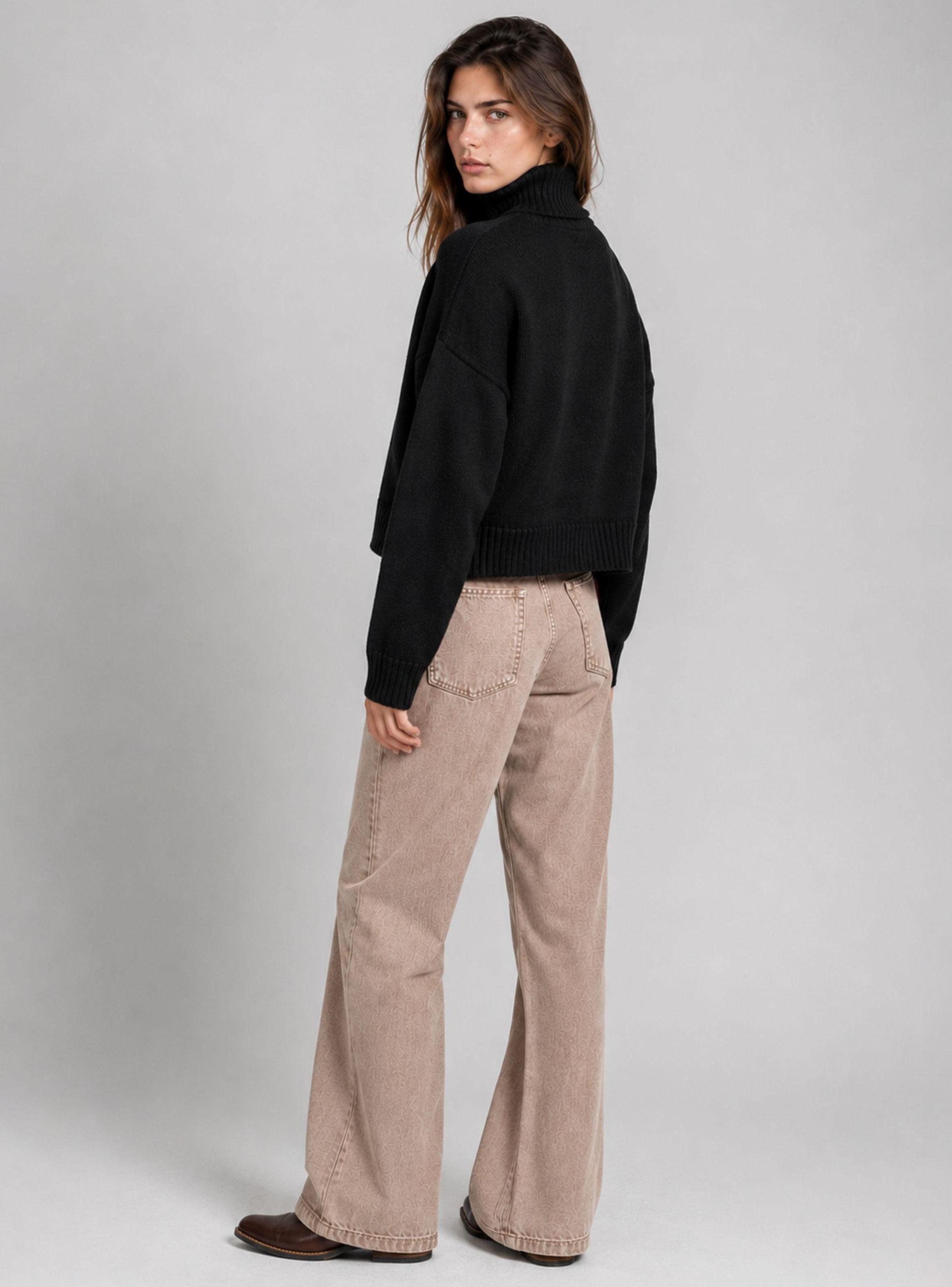 Jean Wide Leg Tiro Alto Tali Beige-3