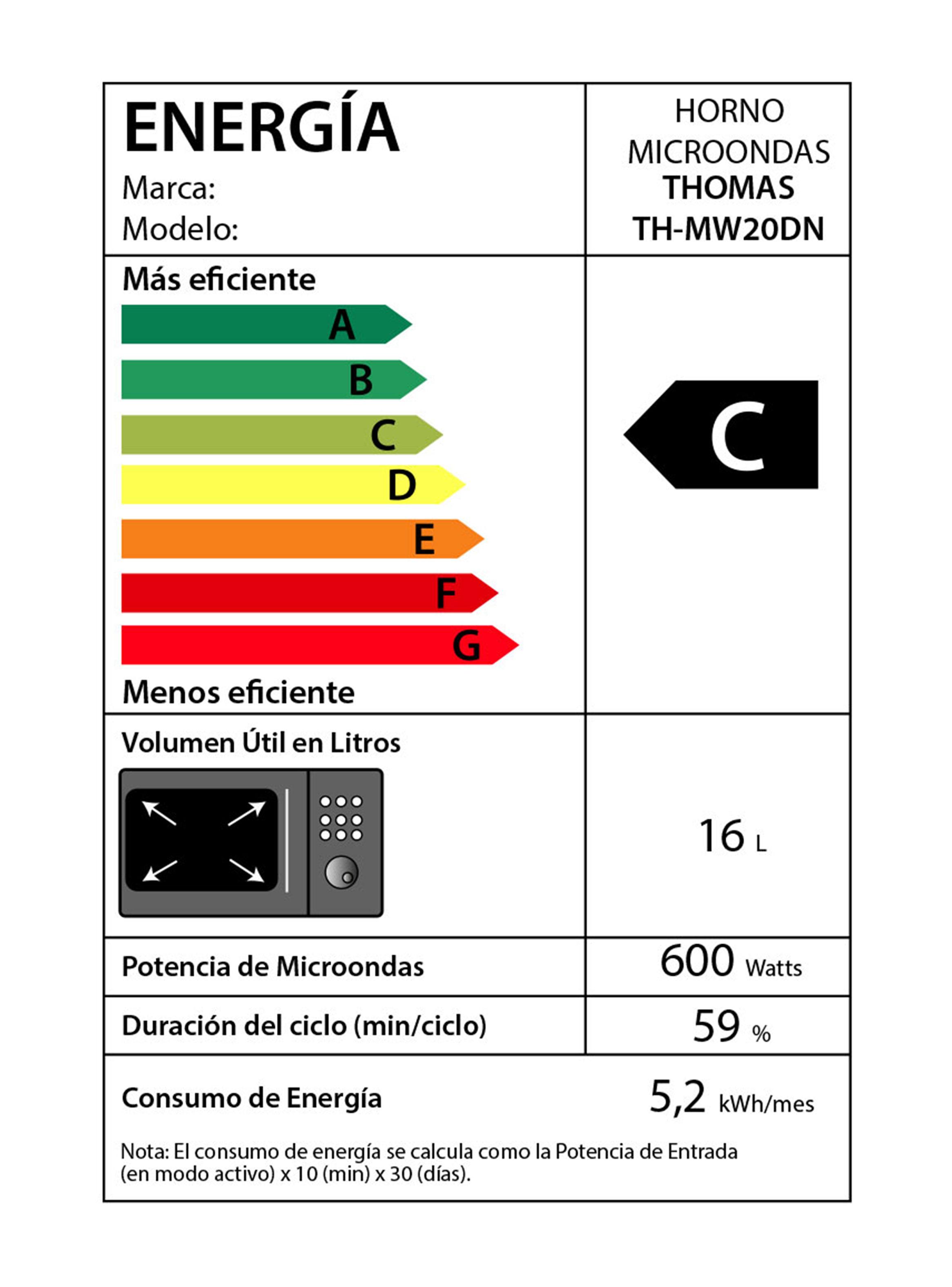 Microondas Digital HeatTouch 20 Litros TH-MW20DN-6