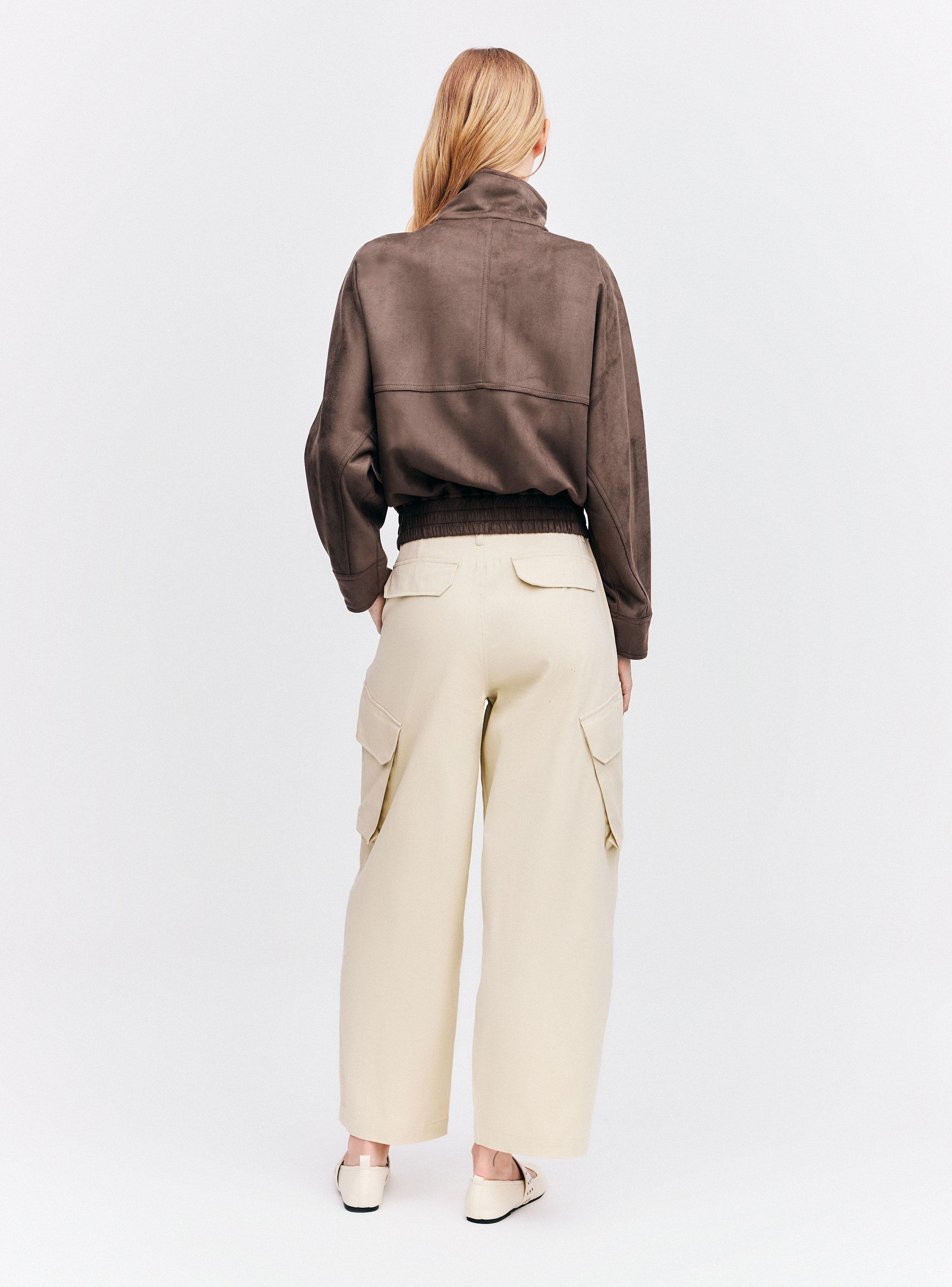 Chaqueta Cuello Alto Hebilla Bolsillos con Solapa-5
