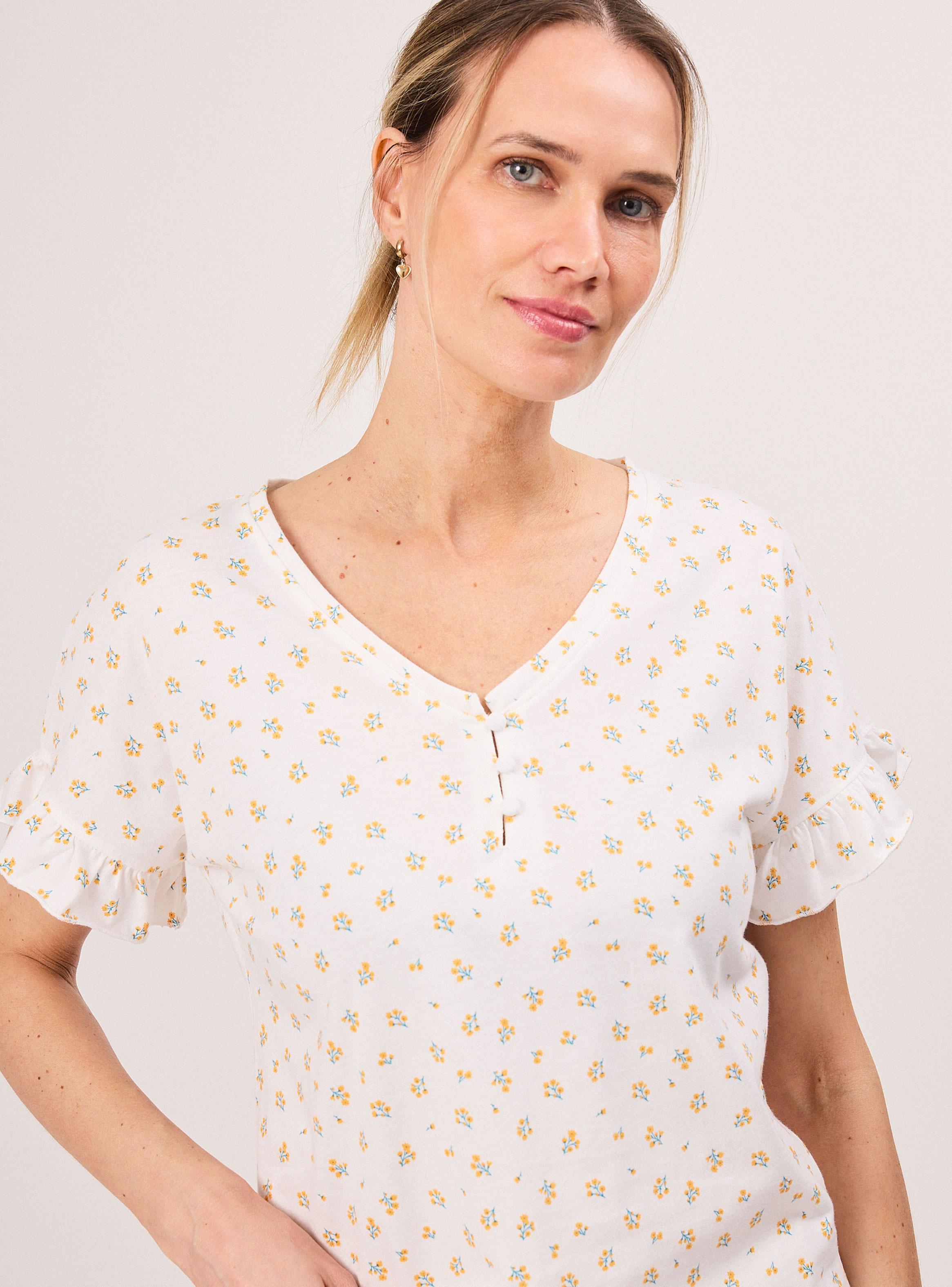 Pijama Estampado con Detalle Vuelos y Botones-2