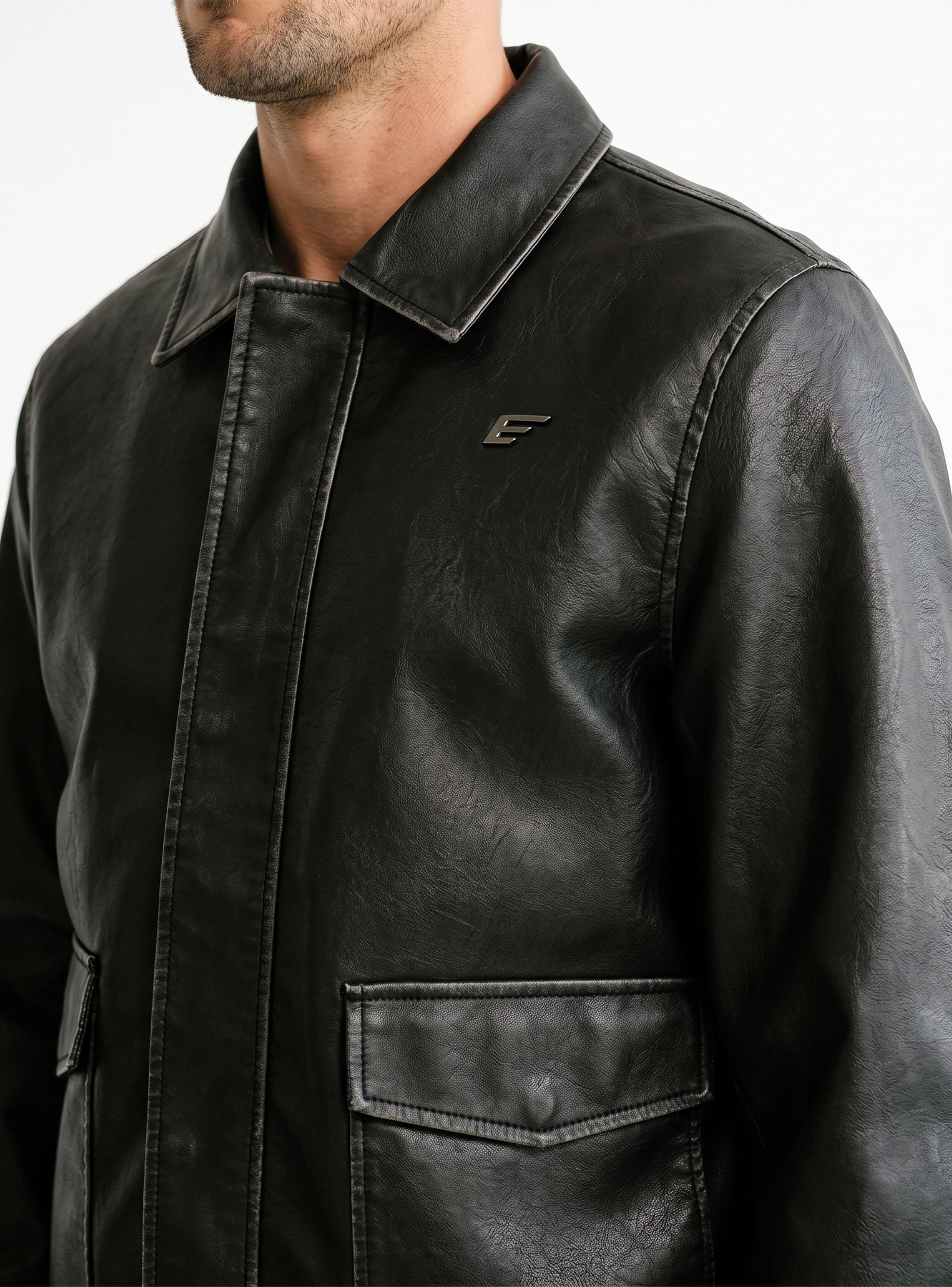 Chaqueta Pu Bomber Camisero Bolsillos-3