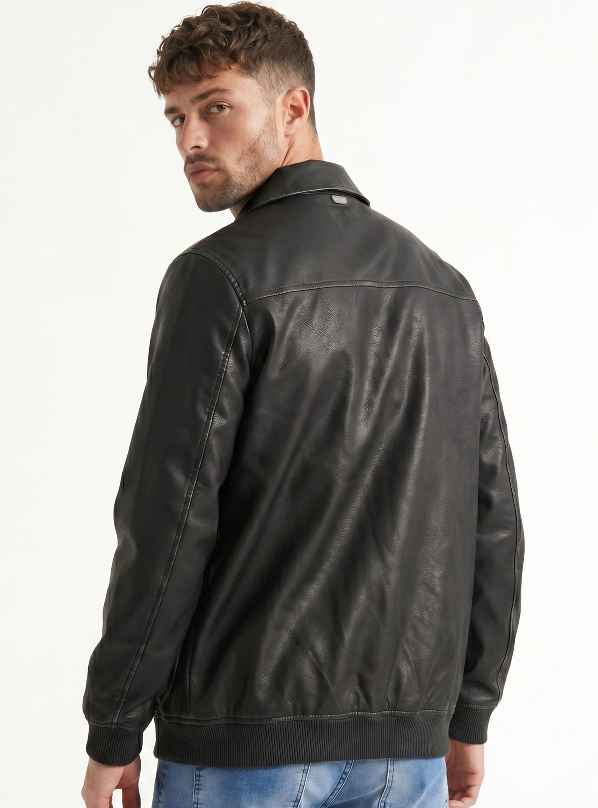 Chaqueta Pu Bomber Camisero Bolsillos-1