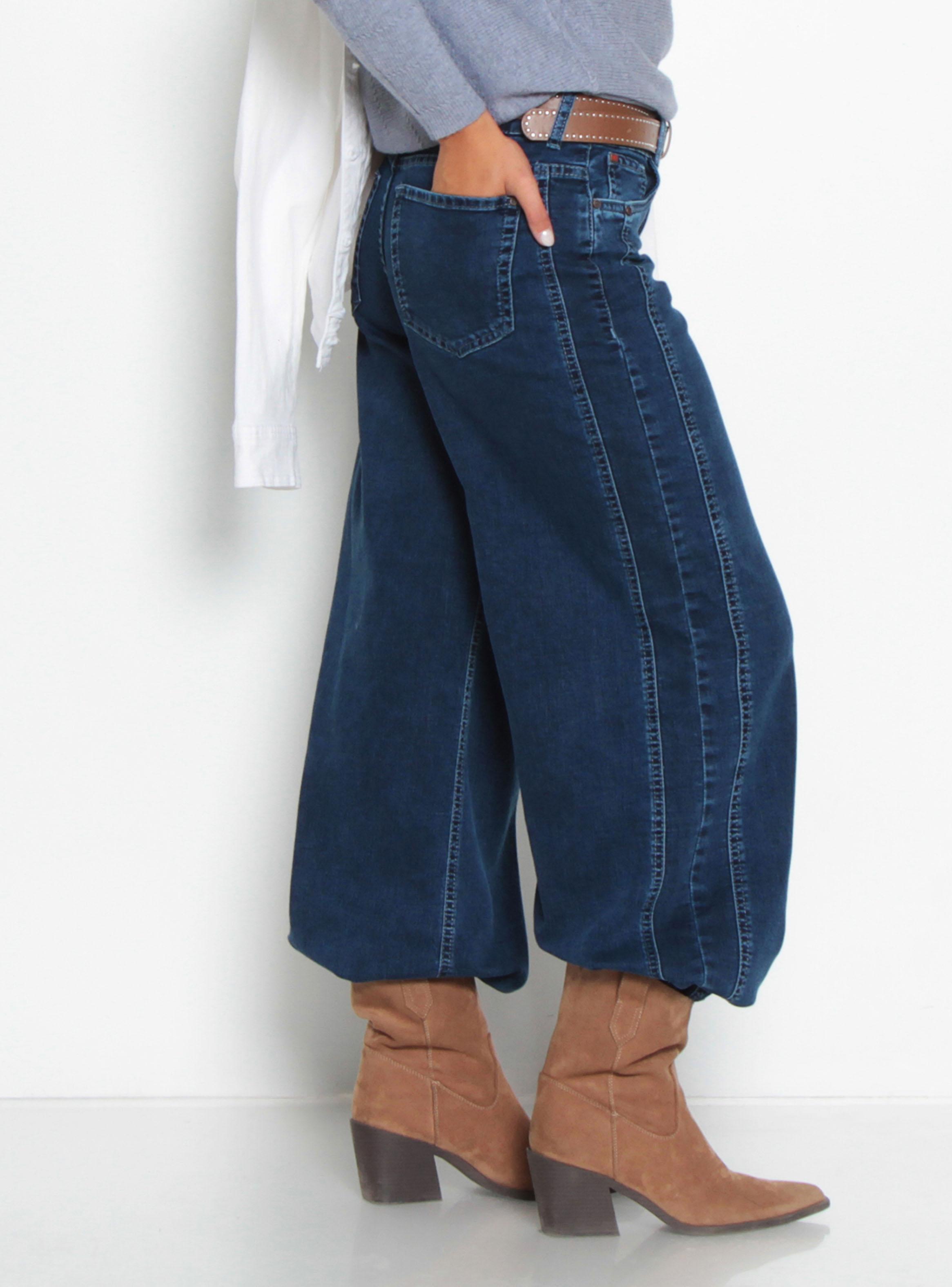 Jeans Wide Leg Diseño Costadillos con Pretina Básica-2
