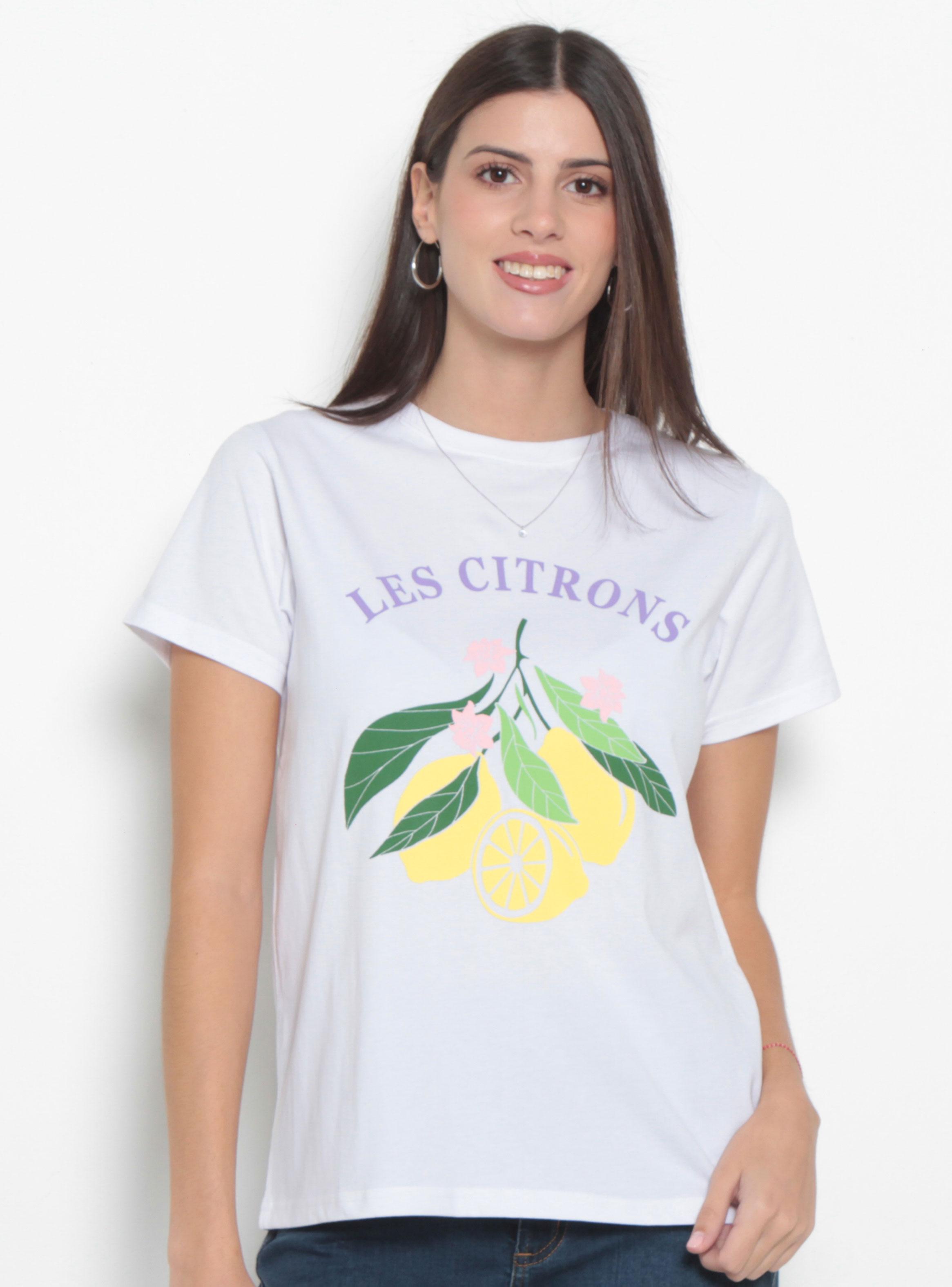 Polera Manga Corta Estampada Escote Redondo Algodón-0