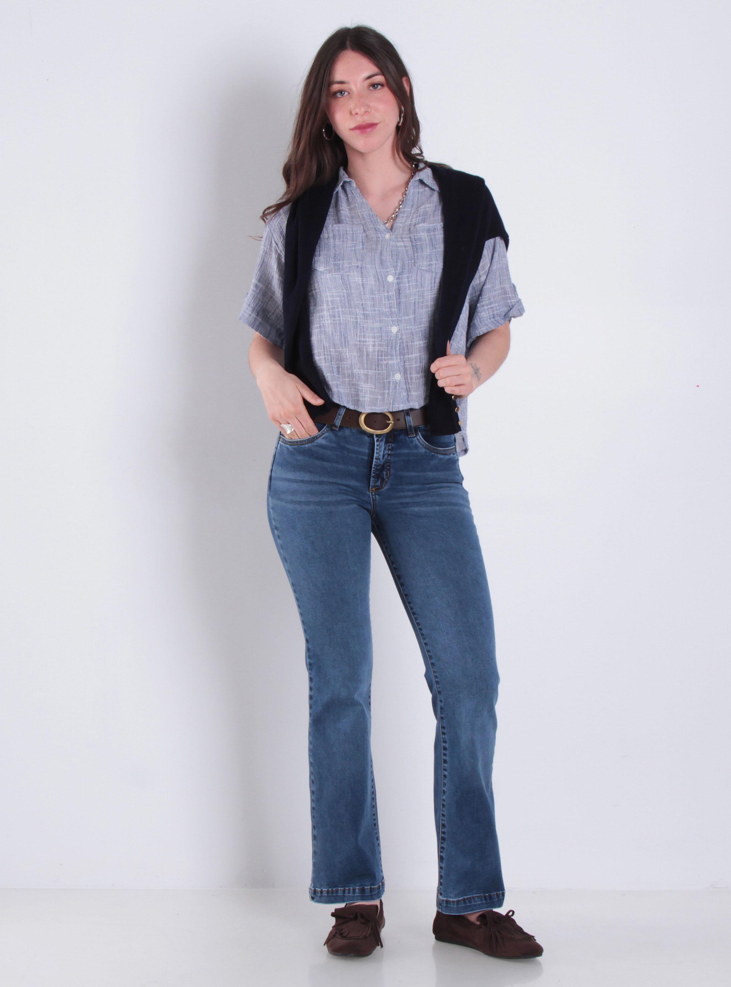 Jeans Recto Tiro Bajo Pretina Básica 1 Botón 3460-3
